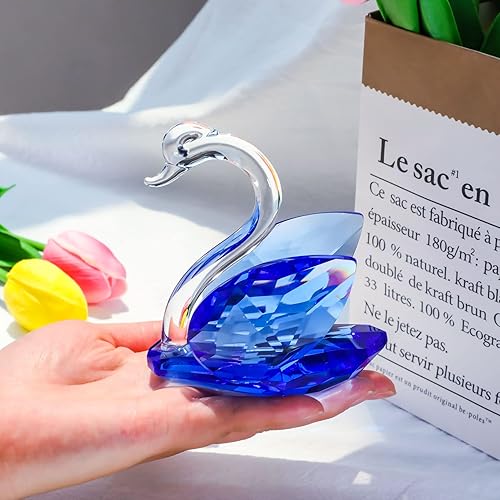 Miniatura 4 de YWHL Regalos de cisne de cristal para padres, 45 aniversario de boda para ella, figura de cisne con diamante azul, regalo del día de San Valentín,