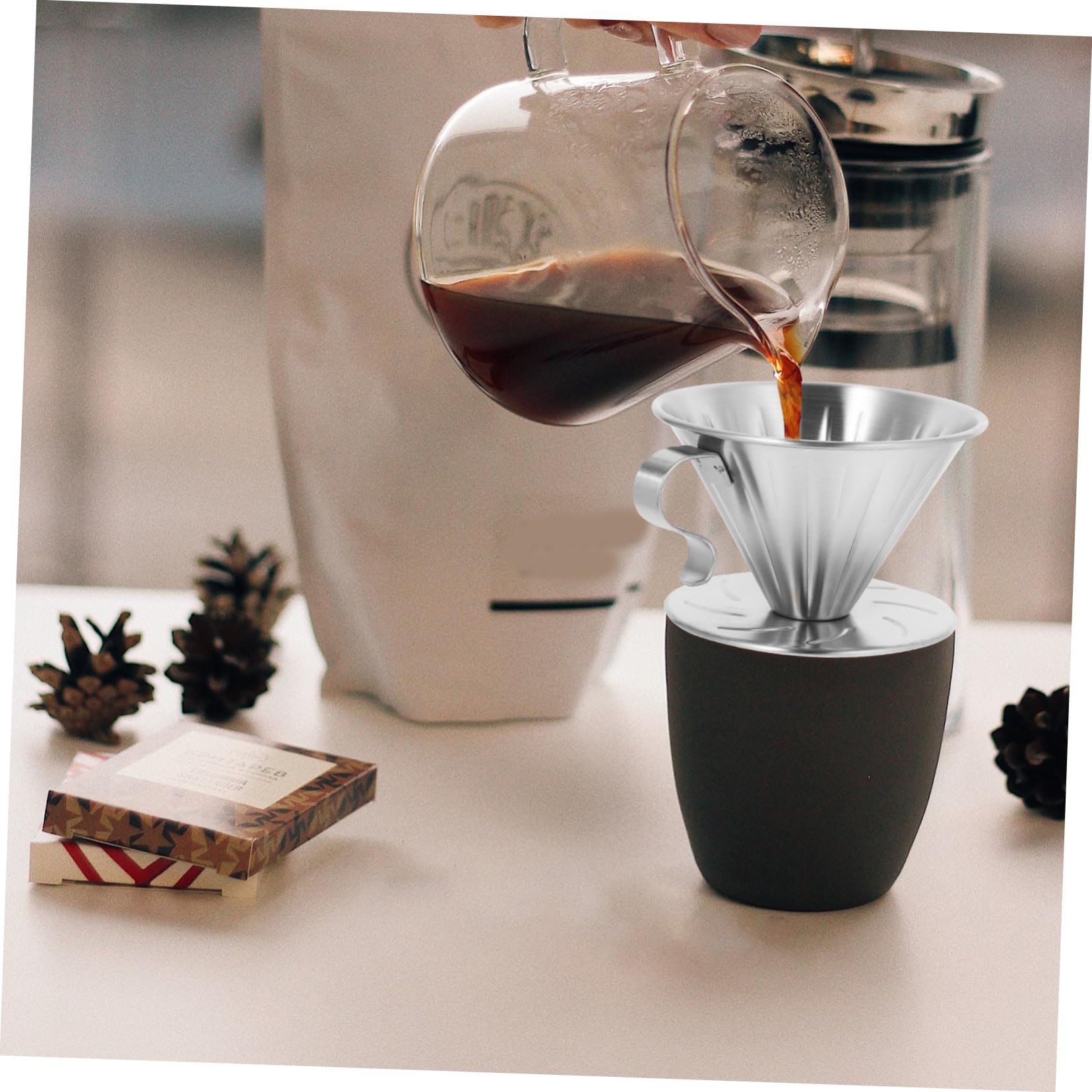 Filtro de Café Reutilizable de Acero Inoxidable Gotero Forma de Embudo para Filtrado Rápido Taza de Malla para Colador Diseño Duradero y Seguro Compatible con Papel Filtro para