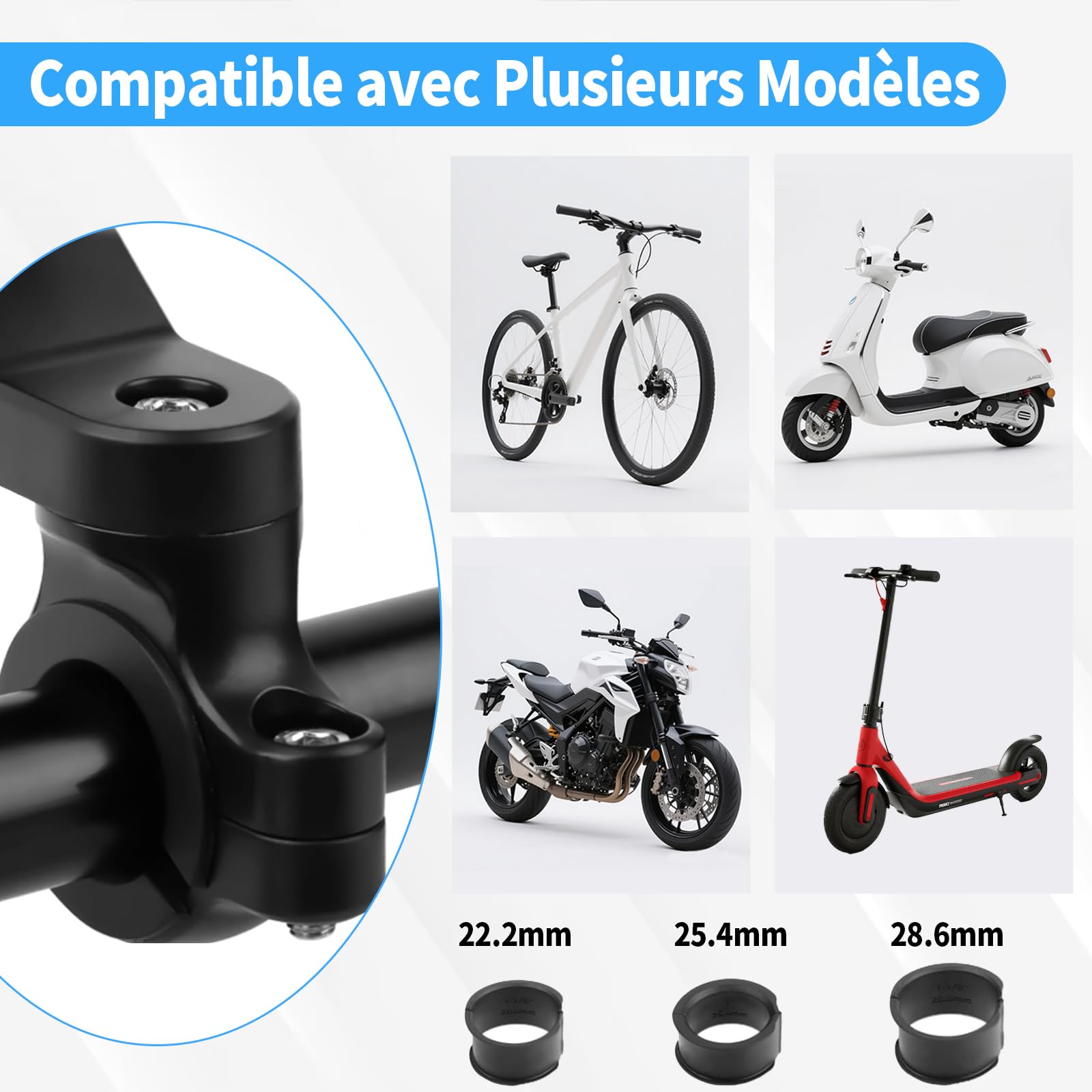 Blu Supporto Manubrio per Moto, Porta Cellulare Bici Universale Supporto per Bicicletta E Moto, Staccabile & Universale Ruotabile A 360, per Tapis Roulant, Carrello Della Spesa, Bicicletta Manubrio