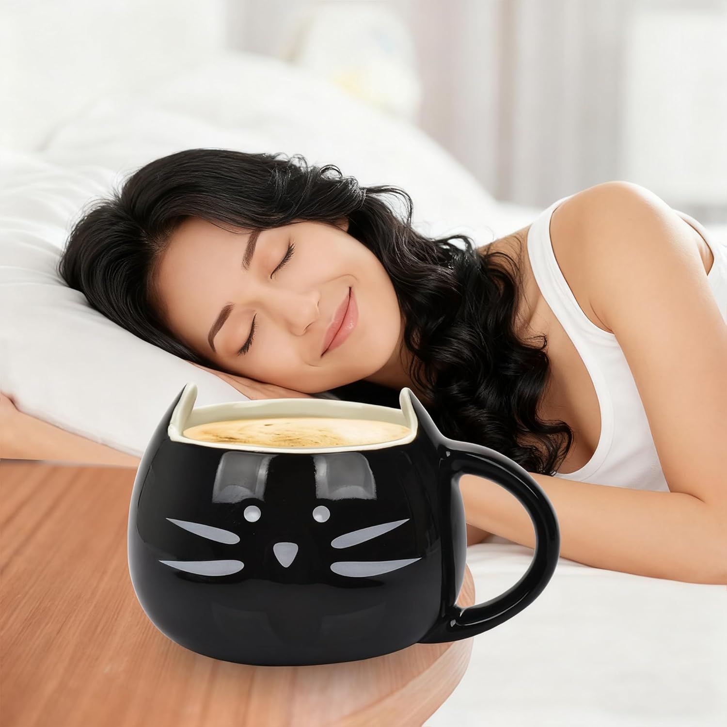 12 oz Funny Cute Black Cat Cup Coffee Mugs for Cat Lover, Ceramic Kitty Tea Mug Gifts for Women Girls,Animal Inside Cup Christmas Birthday Gifts - Image 6