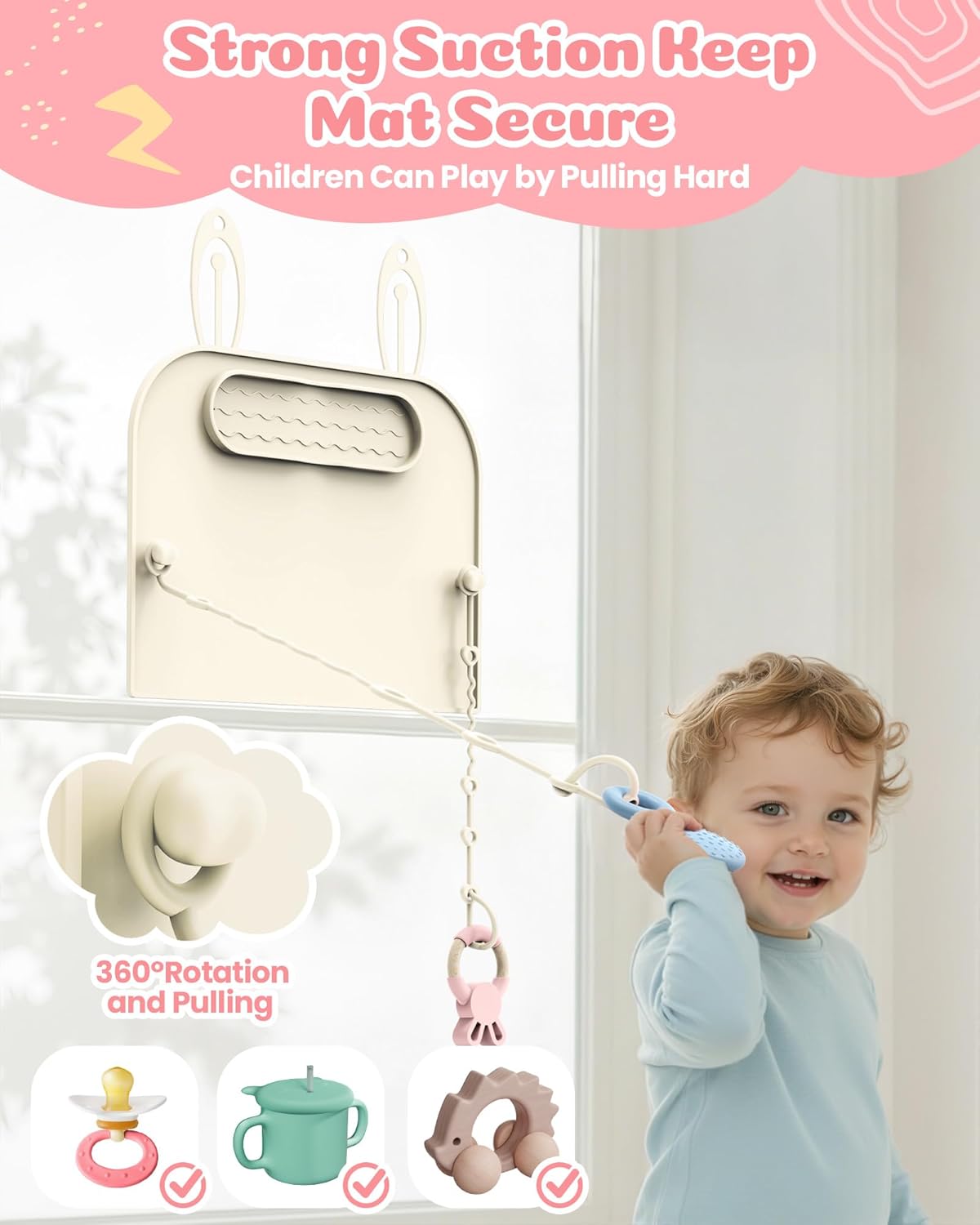 2Pack Silicone Placemats for Baby&Kid, Stain-Proof Non-Slip Baby Place Mat for Restaurant Highchair& Home Dining, Baby-led Food mats for Travel, Portable Toddler Table mat-Waterproof&Dishwasher Safe