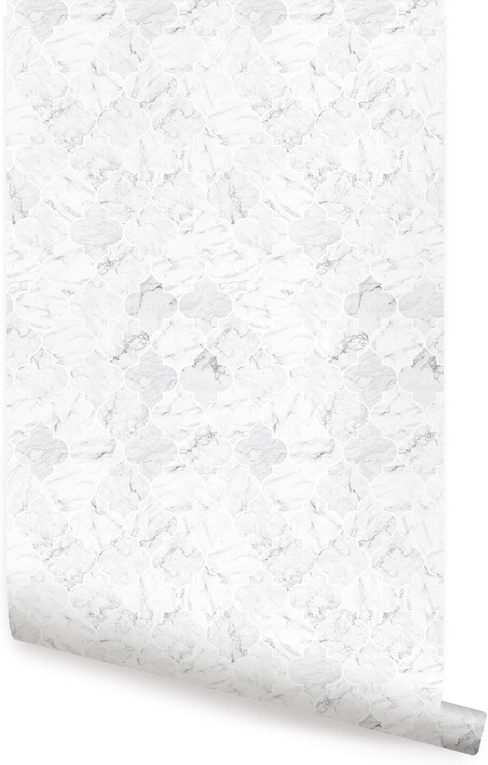 Simple Shapes Moroccan Marble Wallpaper- Peel and Stick (Single Sheet - 2ft x 9ft, White)