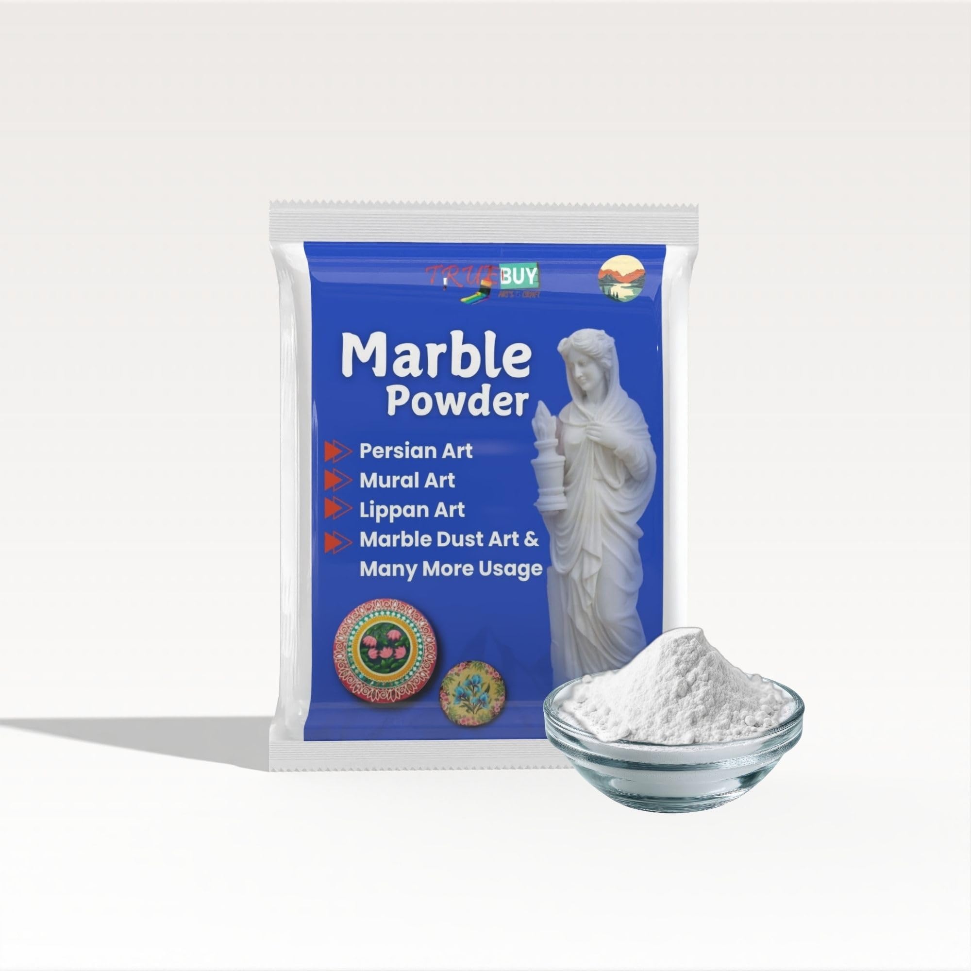 Marble Powder for Persian Art, Mural Art, Lippan Art, White Natural Stone, Fine Texture, Multi-Purpose Craft Material, 900 Gram-picture-18