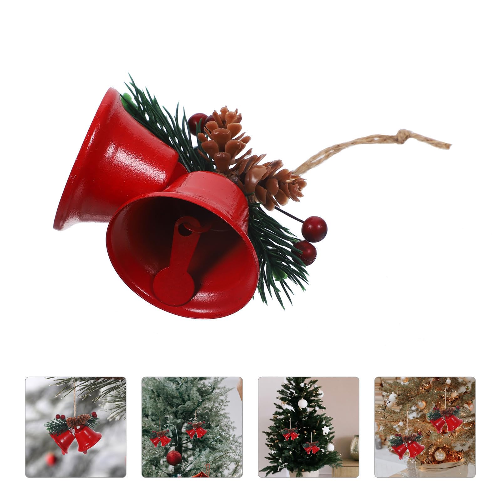 Yardwe 6 Pezzi Campanello Natalizio Sospeso in Ferro Rosso per Albero di