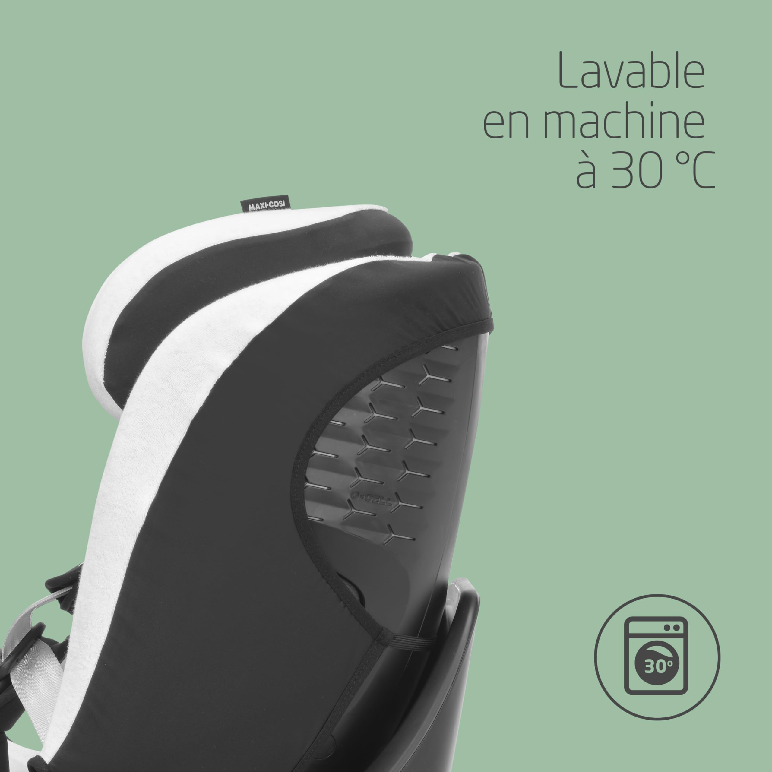 Maxi-Cosi Housse de siège-auto en coton biologique pour Emerald 360 S, Housse de siège-auto pour bébé, Matériaux doux, respirants et absorbant l'humidité, Lavable en machine, Blanc naturel