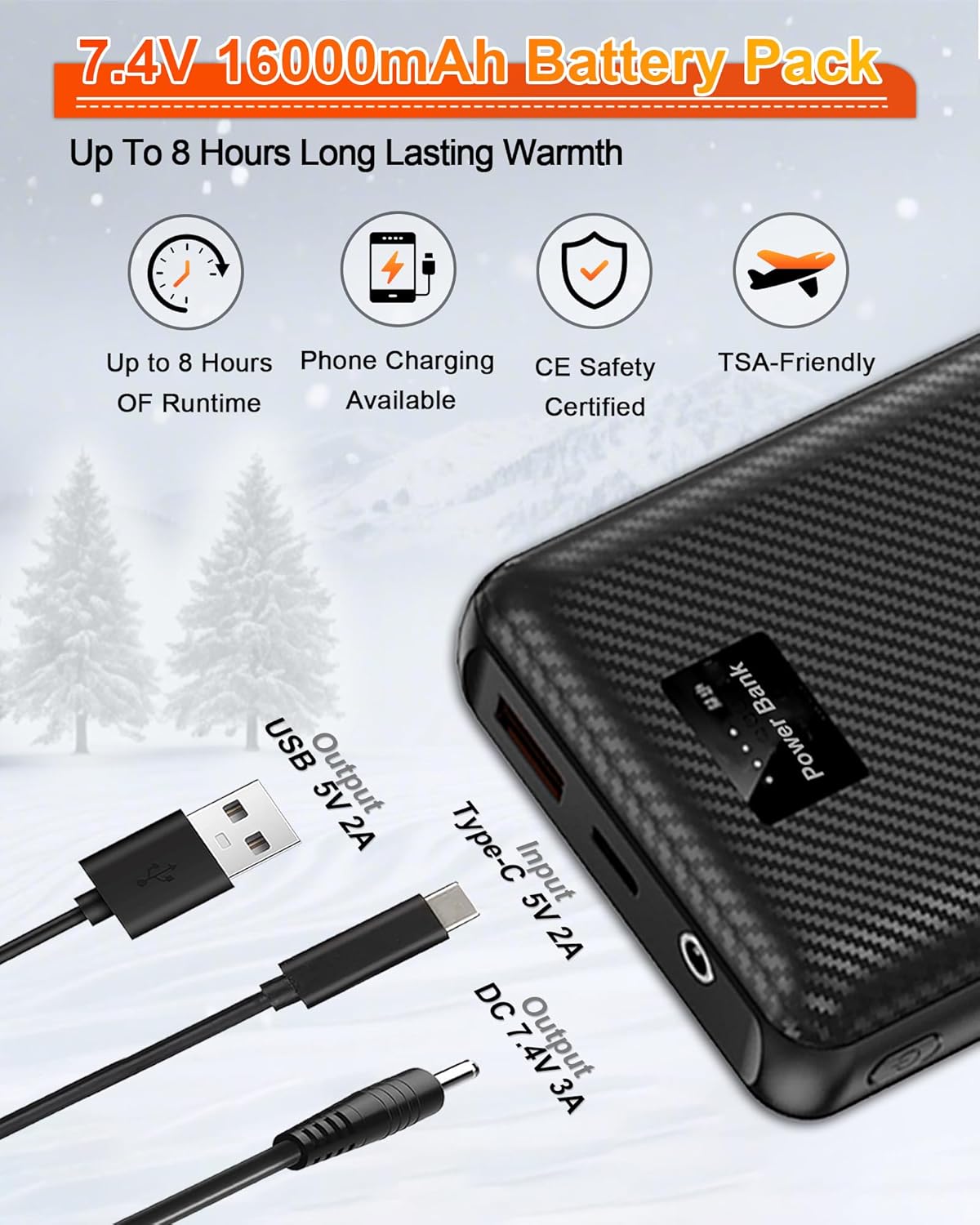 Electric Heated Vest for Men: Lightweight Heated Jacket with 16000mAh Battery - Winter USB Heating Vest for Hunting - Image 5