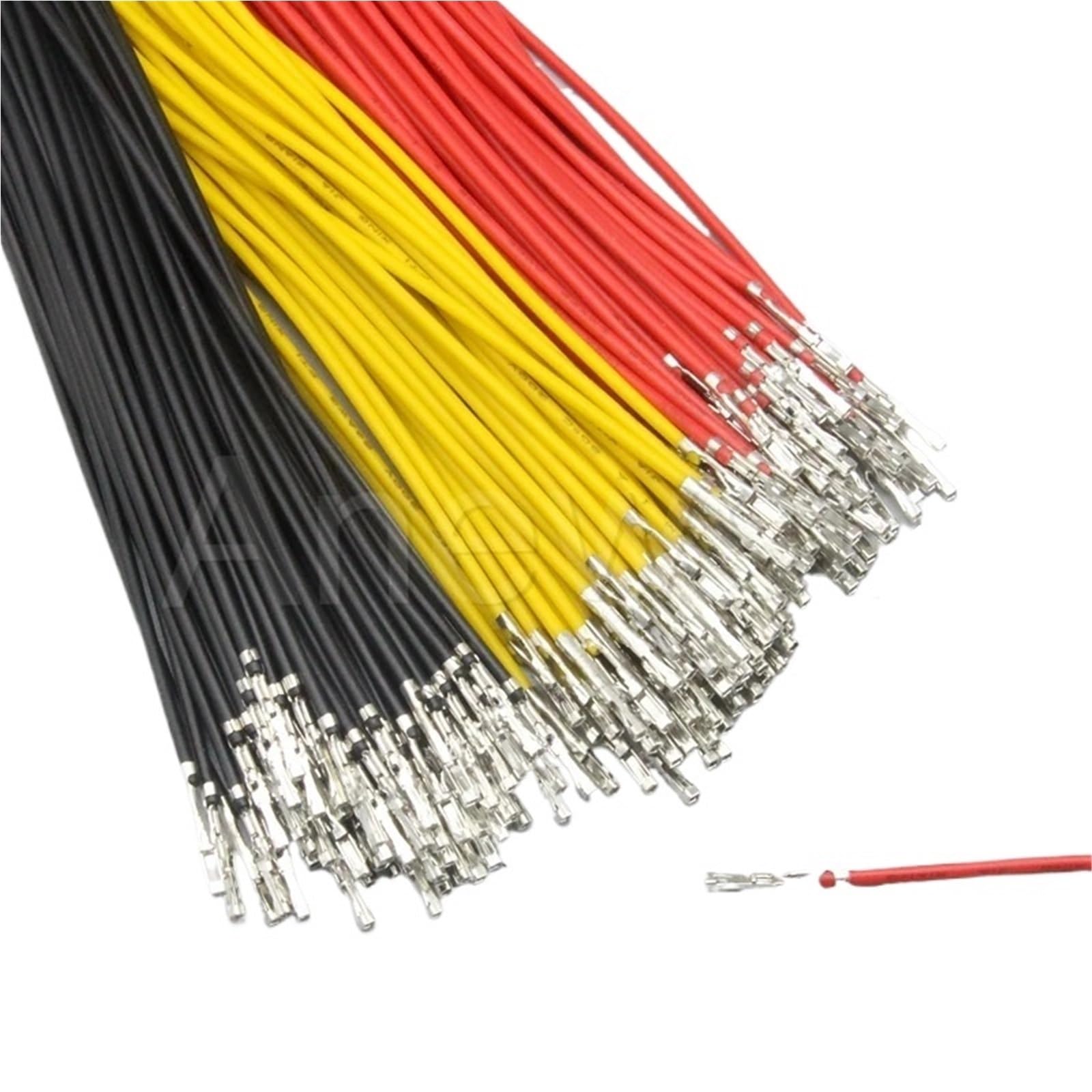100 Stück MX2.54-Stecker mit Gürtelschnalle, Anschlussdraht, elektronischer Draht, Einzel-/Doppelkopf, ohne Gehäuse, 24 AWG, 2,54 mm(Blue,Single Head,500MM)