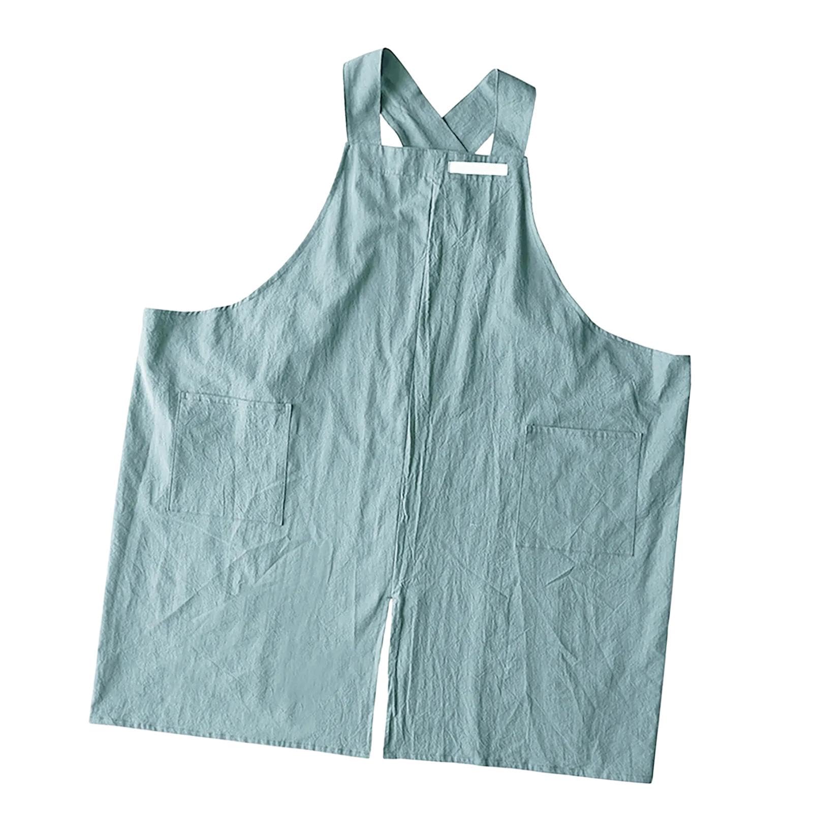 Tablier Atelier Femme Homme Tablier Cuisine Tablier Résistant à l'huile Tablier Réglable Poches Multiples Confortable Tissu Doux Adapté Au Tra, Bleu Clair