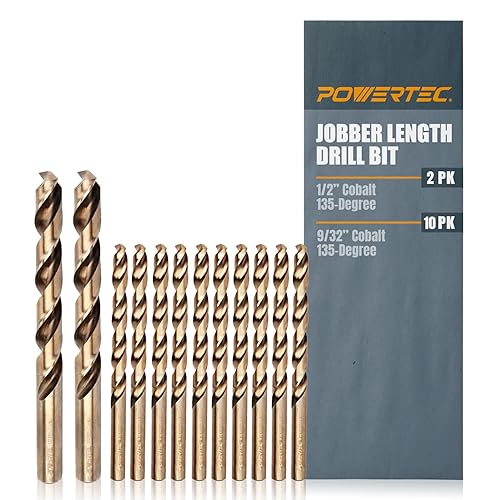 POWERTEC QDB2017 - Brocas de cobalto de 732 pulgadas juego de brocas de 135 grados paquete de 10