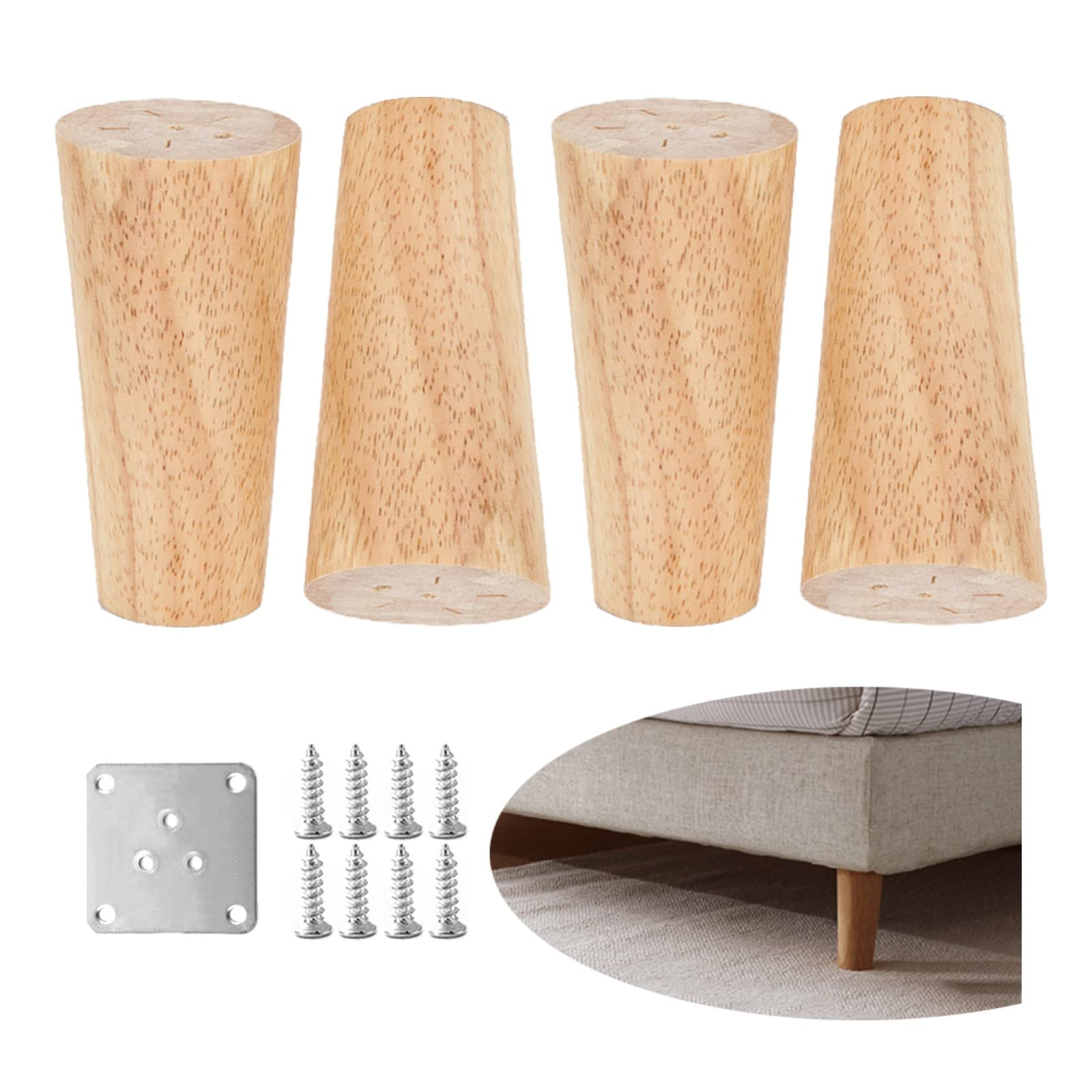 Patas de reemplazo de madera maciza para sillas, gabinetes y soportes de televisión