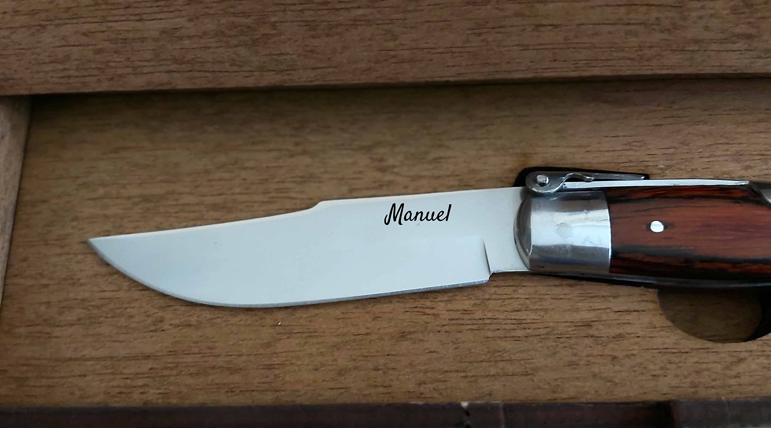 Genérico Roncero Navaja Teja Albacete Coral 8,5 cm. Albacete Personalizada con tu Nombre.
