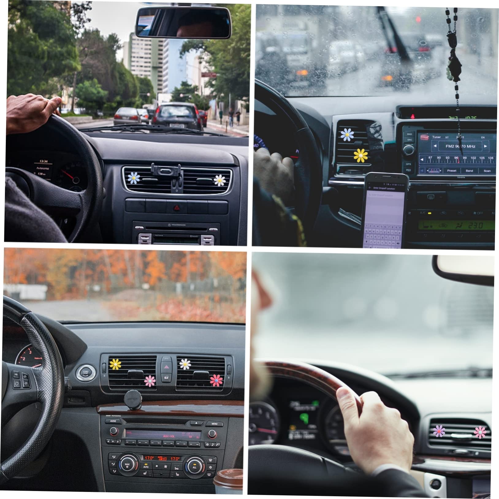 ibasenice Set di Mini Diffusori per Auto a Forma di Margherita con Clip per Auto