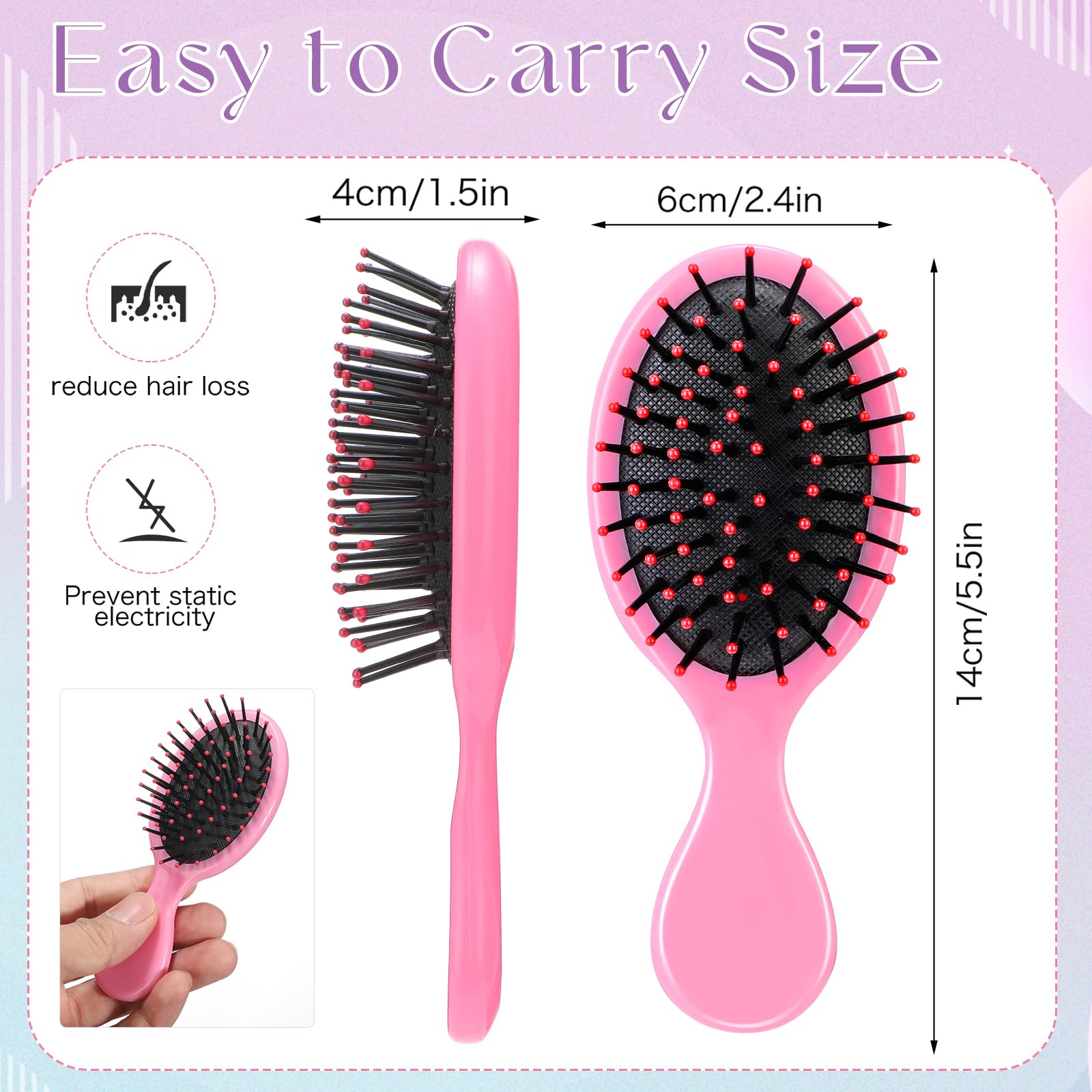 Paquete de 36 mini cepillos desenredantes para cabello húmedo y seco, cepillos desenredantes de chorro para niños pequeños, cepillo de cerdas suaves, cepillo de viaje para mujeres y niñas, cabello