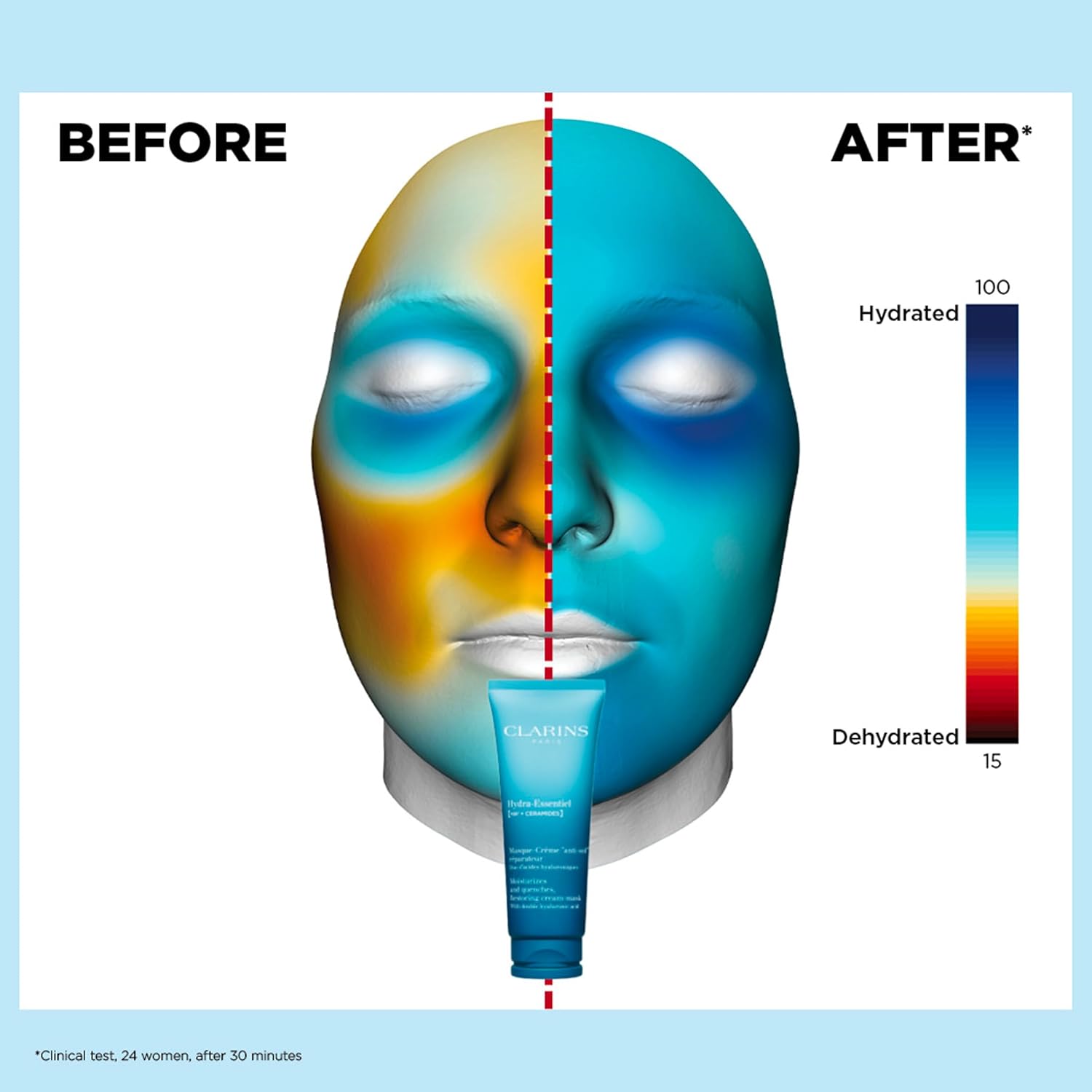 Clarins Hydra-Essentiel Face Mask | Hydrating Face Mask | Visibly Plumper Skin + 24H Hydration* | Revives Radiance | Double Dose Of Hyaluronic Acid | Visibly Smoothes | All Skin Types | 2.5 Oz