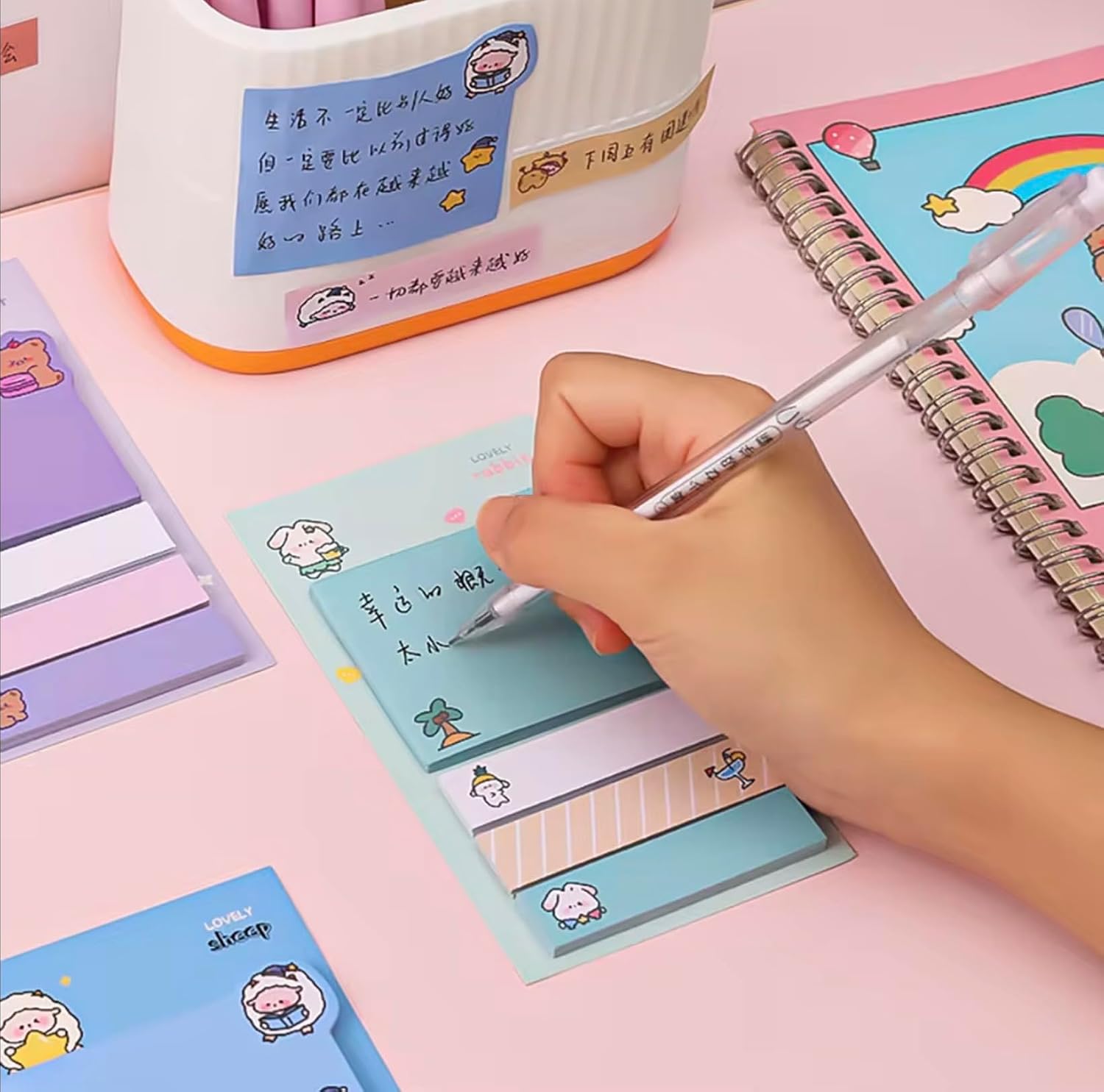 Cute Sticky Notes Set – 4 Designs Memo Pads, Kawaii Aesthetic Sticky Notes for School, Office, Study, Planner Accessories image 2