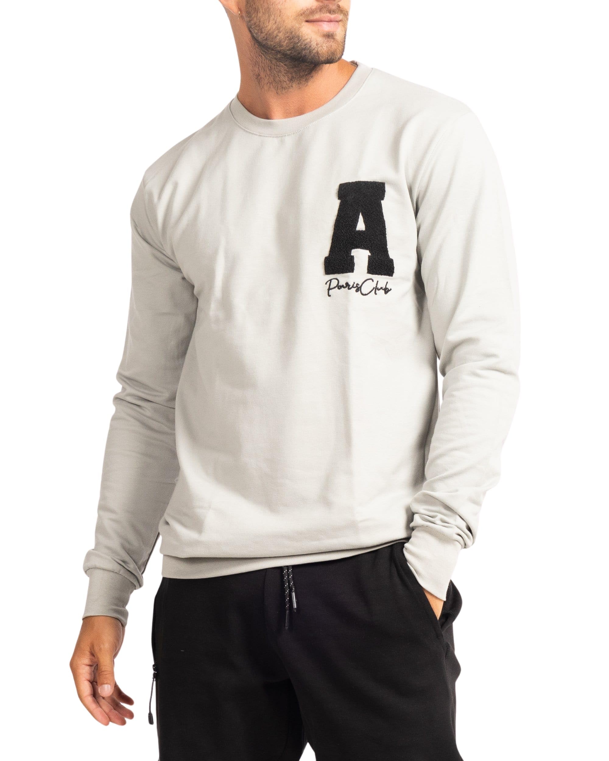 Subliminal Moda Suéter De Hombre De Manga Larga Cuello Redondo Liso Bordado A Tendencia - BX728