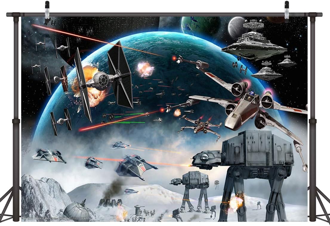 Discount 80% LYWYGG 7X5FT Outer Space Backdrop Galaxy Wars Photo Backgrounds Boys Party Supplies Black Stars Science Fiction Photography Backdrop Kids Birthday Decorations Banner CP-248