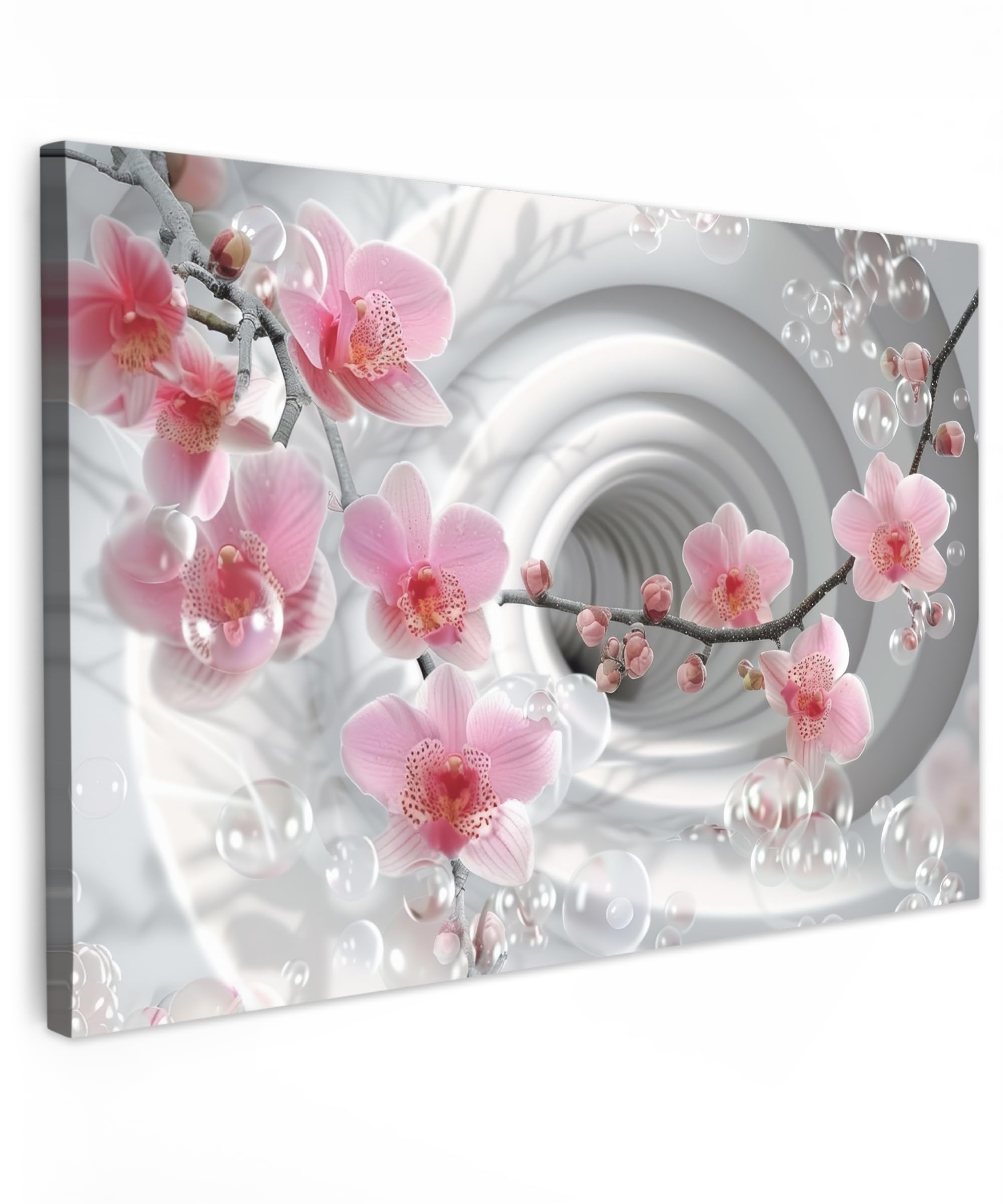 MuchoWow© Cuadros Salon Modernos 60x40 cm Adornos Pared Decorativos Dormitorio Lienzo Pinturas Quadro Decoración Flores - Túnel - Abstracto - Efecto 3D