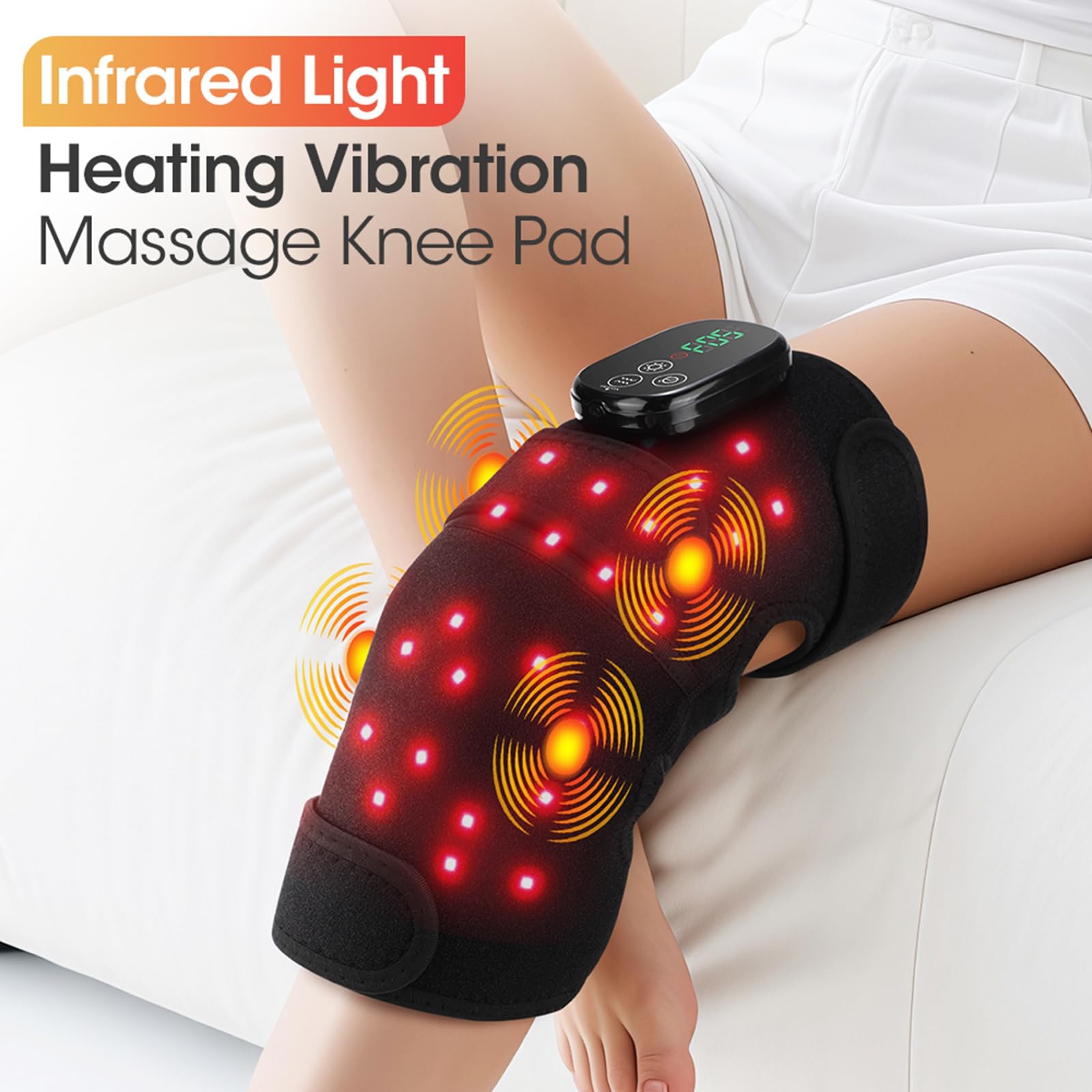 BestYiJo Masajeador de rodilla con 4 zonas de vibración, control inalámbrico recargable para rodilla/articulación/codo/hombro alivio de rigidez