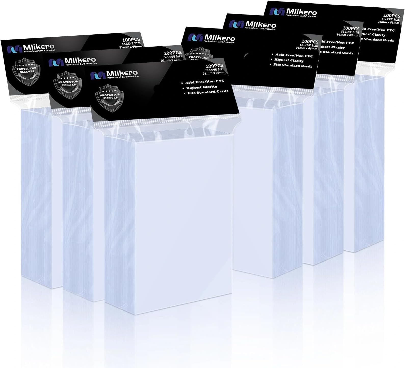 Mlikero 600 Count Card Sleeves, Clear Soft Trading Card Sleeves, Polypropylene (PP), Fit for MTG, TCG, Baseball, Football, Game Cards