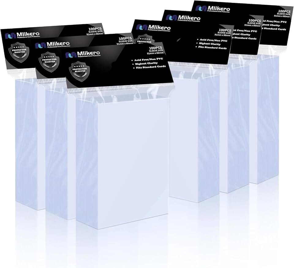 Mlikero 600 Count Card Sleeves, Clear Soft Trading Card Sleeves, Polypropylene (PP), Fit for MTG, TCG, Baseball, Football, Game Cards