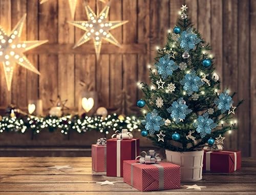 Miniatura 27 de RECUTMS 10 paquetes de flores de Pascua artificiales con purpurina para decoración de bodas, árbol de Navidad, Año Nuevo, guirnalda de Navidad