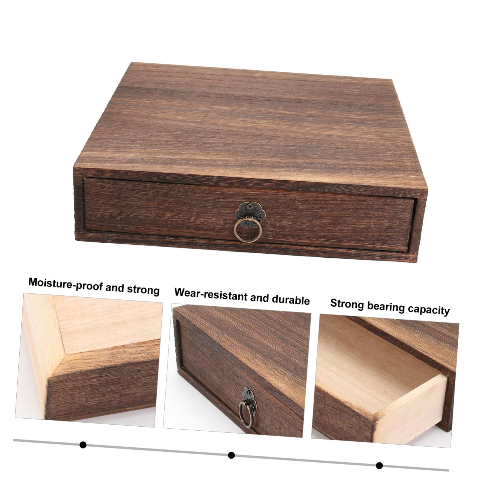 SHOWERORO Caja para Guardar Pasteles de Té Vintage de Madera Marrón