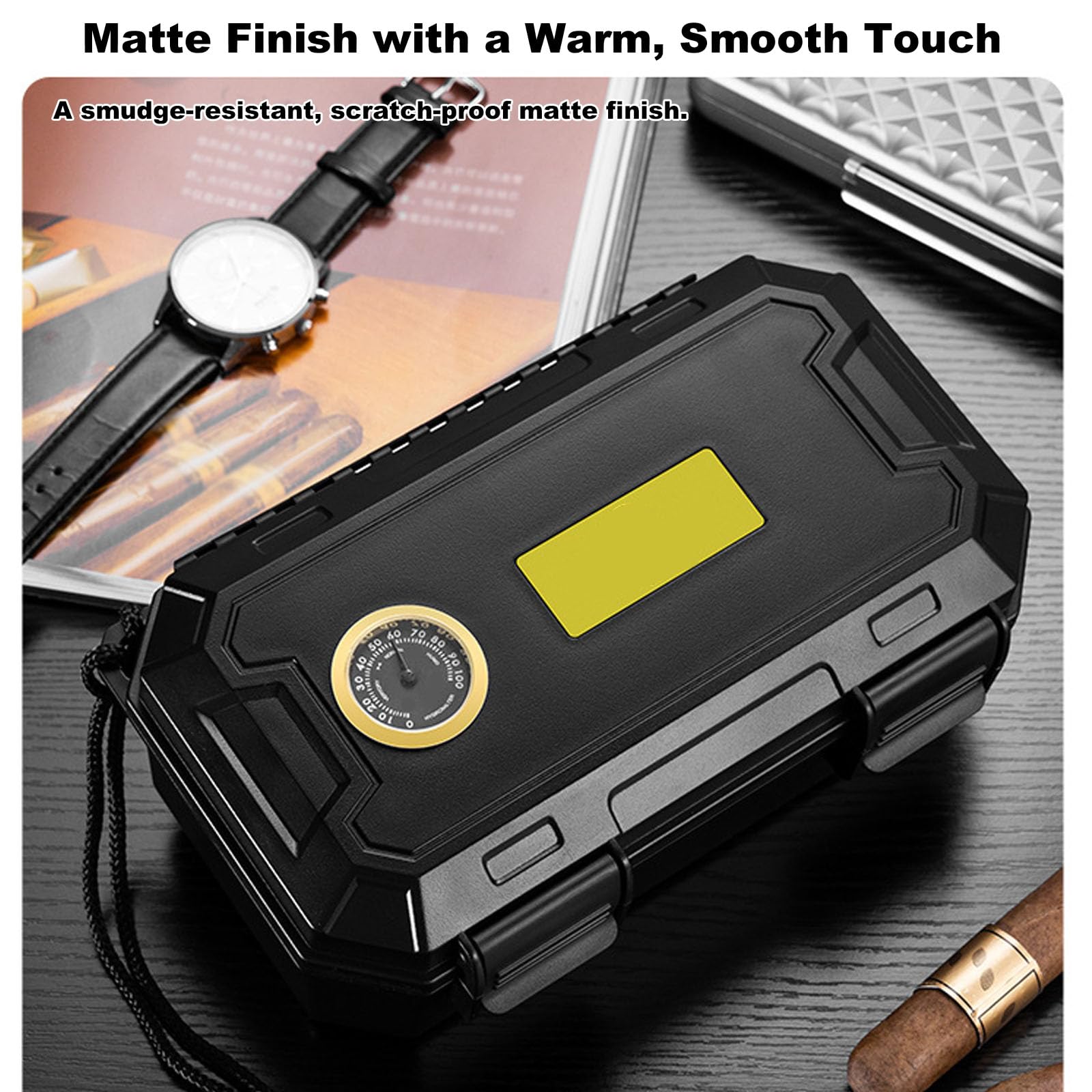 Humidor Portatile per Sigari, Custodia da Viaggio a Doppio Strato Grande capacità con Vassoio Integrato e Umidificatore (Contiene 10+ Sigari) – Kit da Viaggio Premium per Sigari(Color:B)