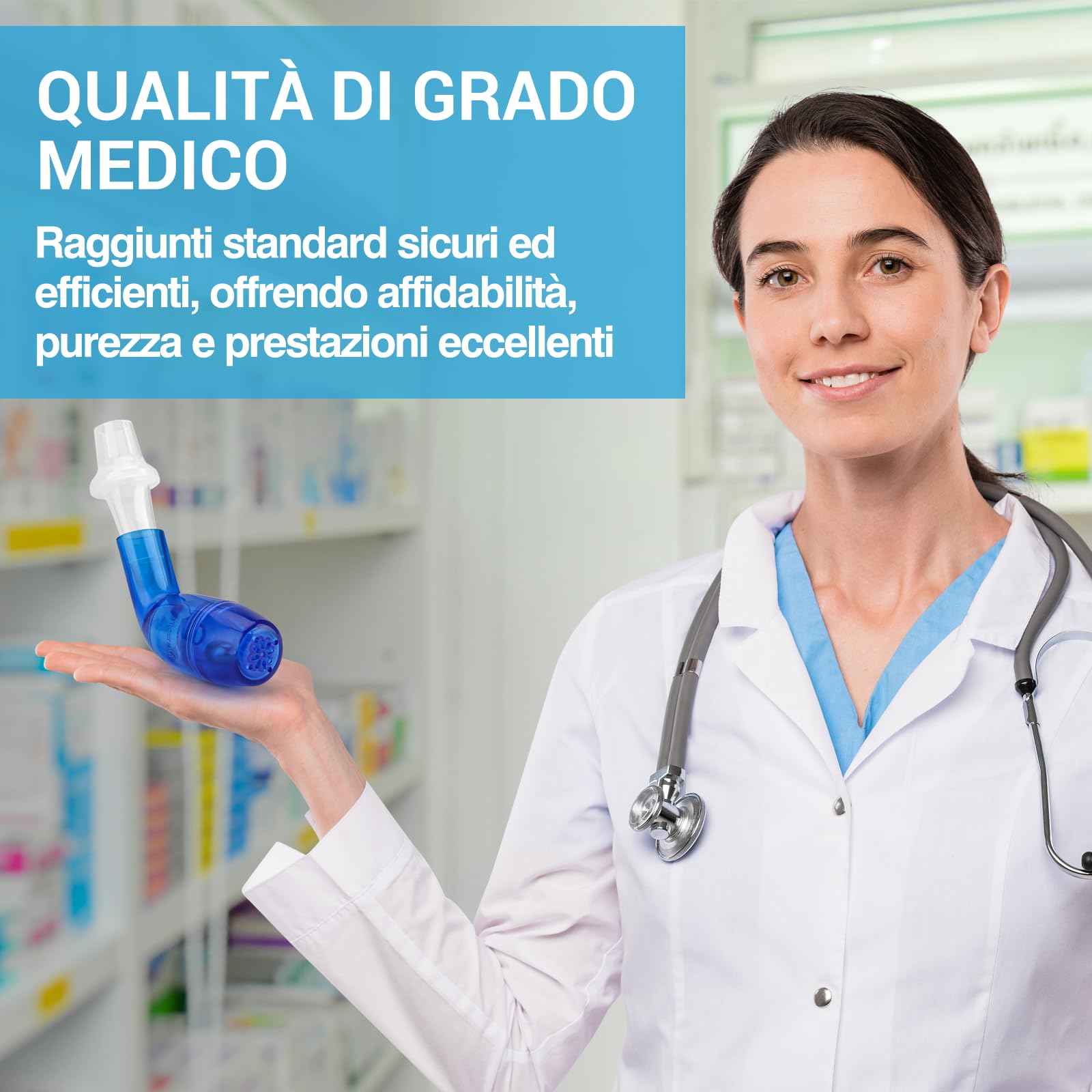 Tilcare Espansore Polmonare di Respirazione e Dispositivo di Rimozione del Muco - Esercizio Fisico e Terapia di Pulizia - Ottimo Trattamento per BPCO, Asma, Bronchite, Fibrosi Cistica o Sollievo