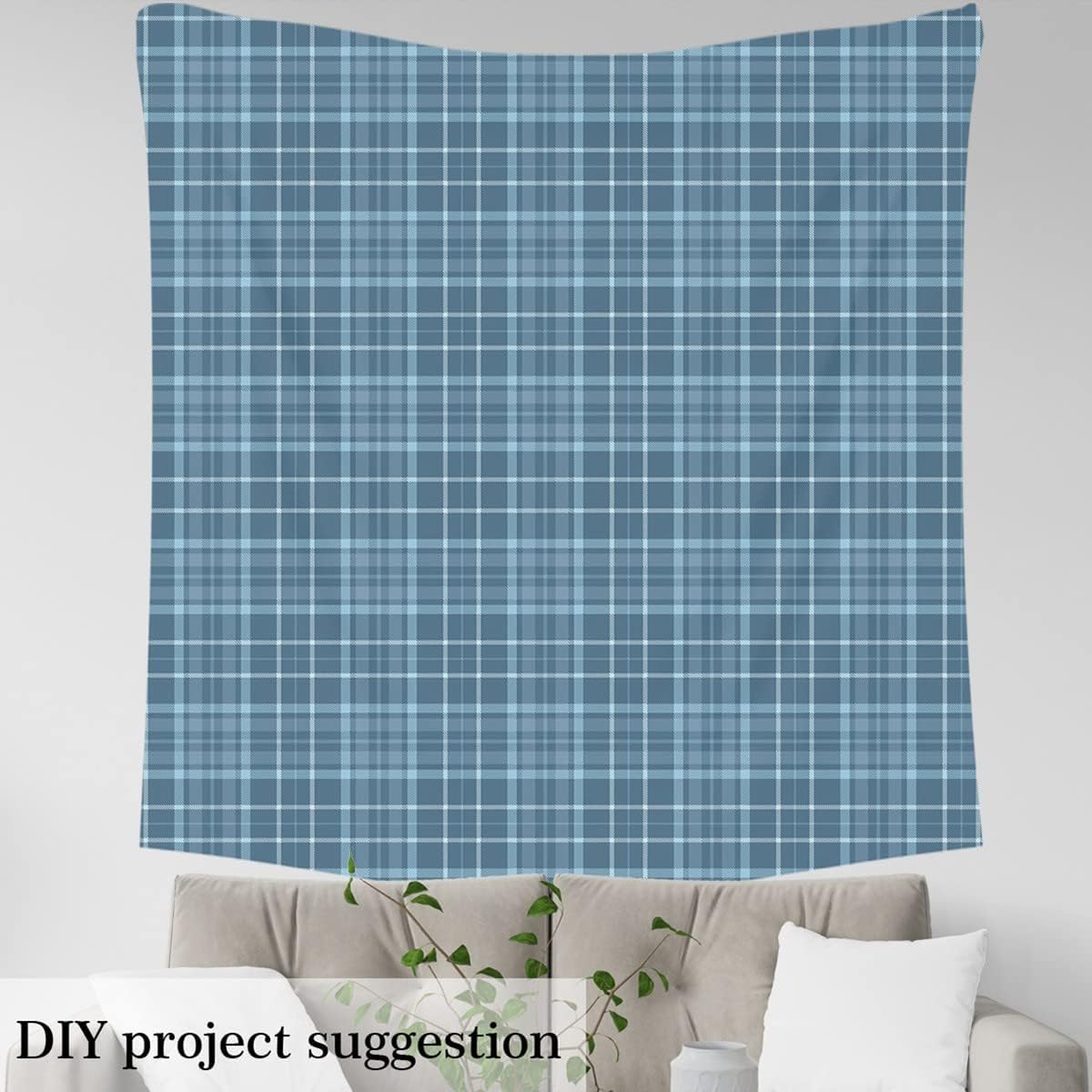 Blue Tartan Upholstery Fabric by The Yard, Scottish Plaid Indoor/Outdoor Fabric, 2 Yards