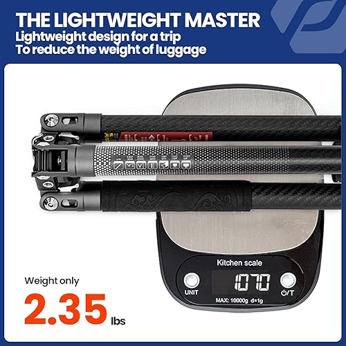 Vista 29 de Fotopro Trípode de fibra de carbono para cámara de 2 libras ultraligero 62 pulgadas trípode de cámara de viaje carga máxima 22lbs X-Aircross 3 gris