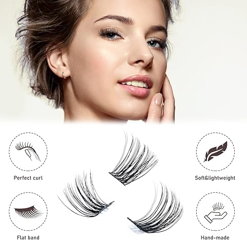 Miniatura 4 de QUEWEL - Pestañas en racimos individuales con tallo ancho, mix de 8 a 16mm de longitud, para hacer tú mismo en casa, suaves y resistentes con banda