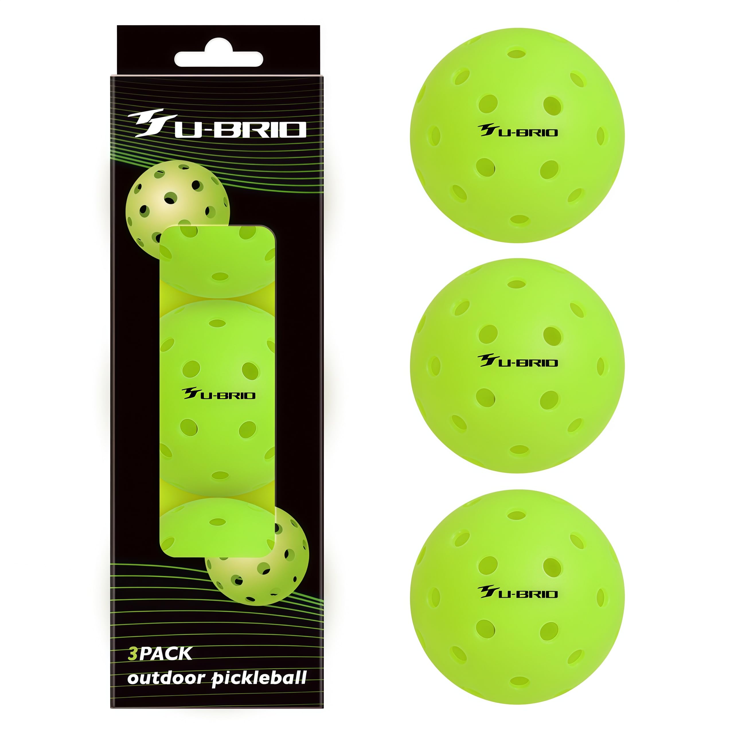 Pro-Grade - Palline da pickleball da esterno a 40 fori, confezione da 3/4/12, testate per giocatori professionisti, design resistente al vento, alta visibilità e durata oltre 300 colpi per