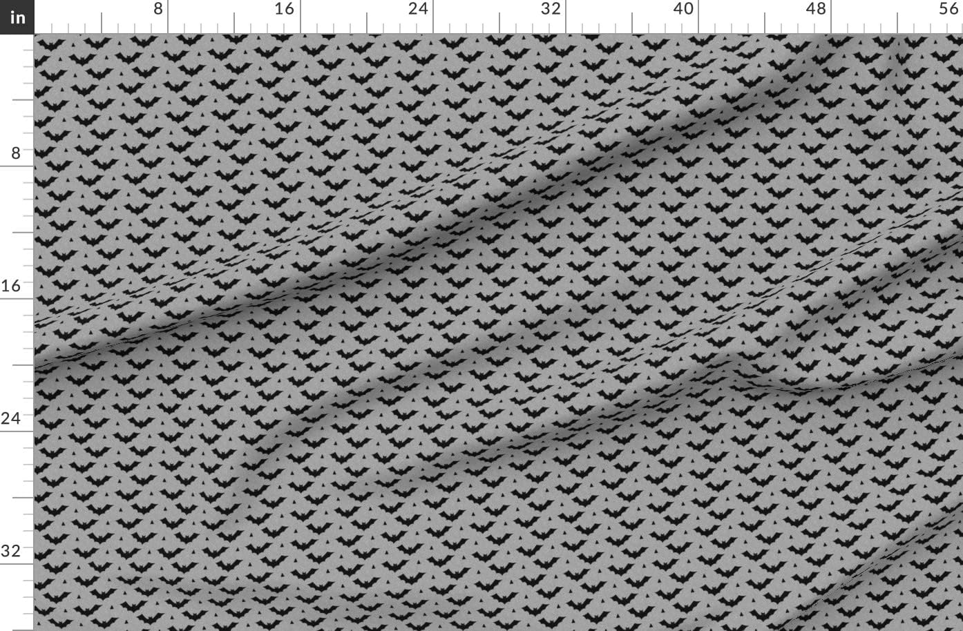 Spoonflower Fabric - Bat Light Gray Smaller Halloween Bats Black Printed on Organic Cotton Sateen Fabric by The Yard - Sewing Quilting Apparel Home Decor