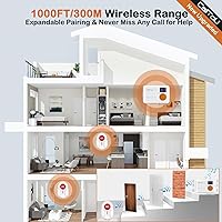 Vista 3 de CallToU Buscapersonas para cuidadores para ancianos botón de llamada inalámbrico de 1000 pies Campana de llamada para pacientes Botón de alerta