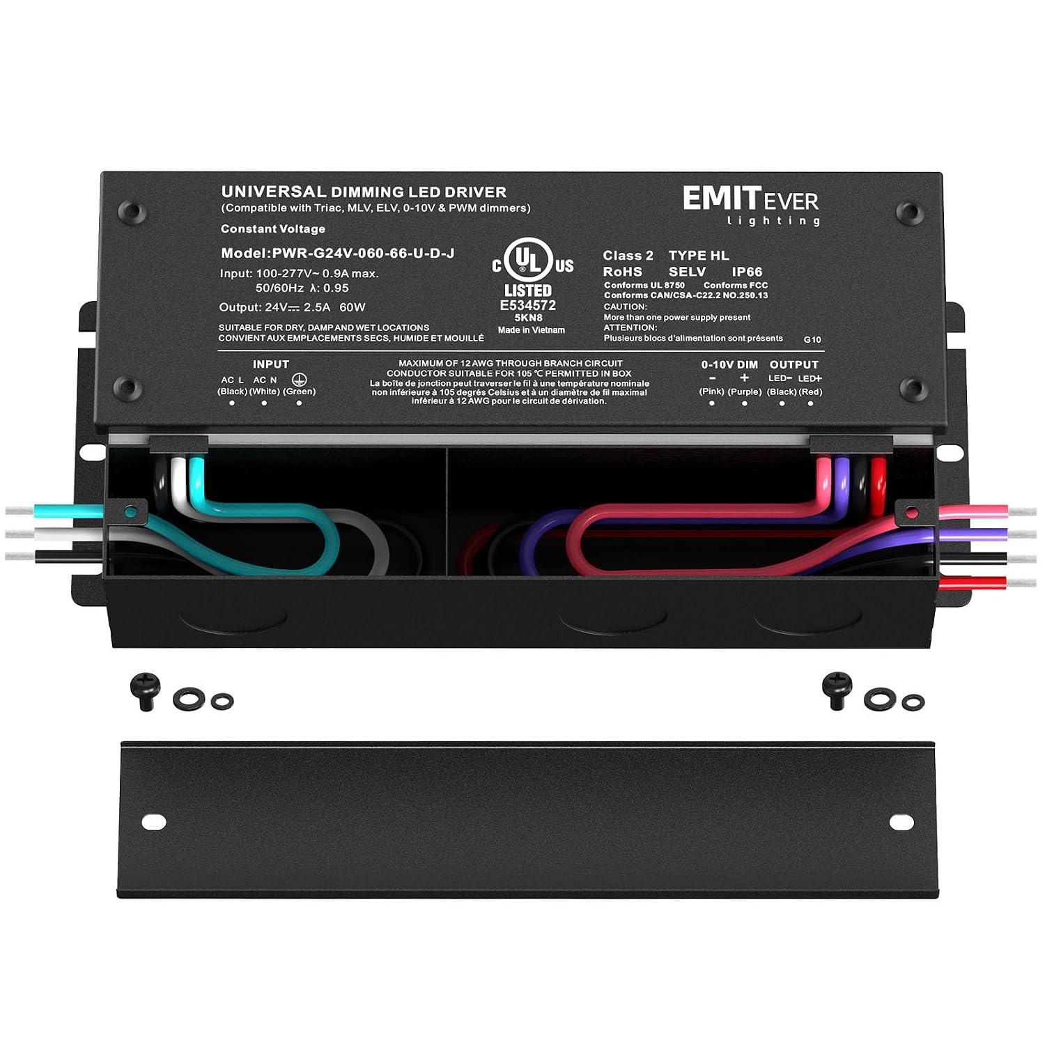 EMITEVER 60W 24V 5-in-1 Dimmable LED Driver,AC 110-277V to DC Power Supply 3 71AOc2ROeEL. SL1500
