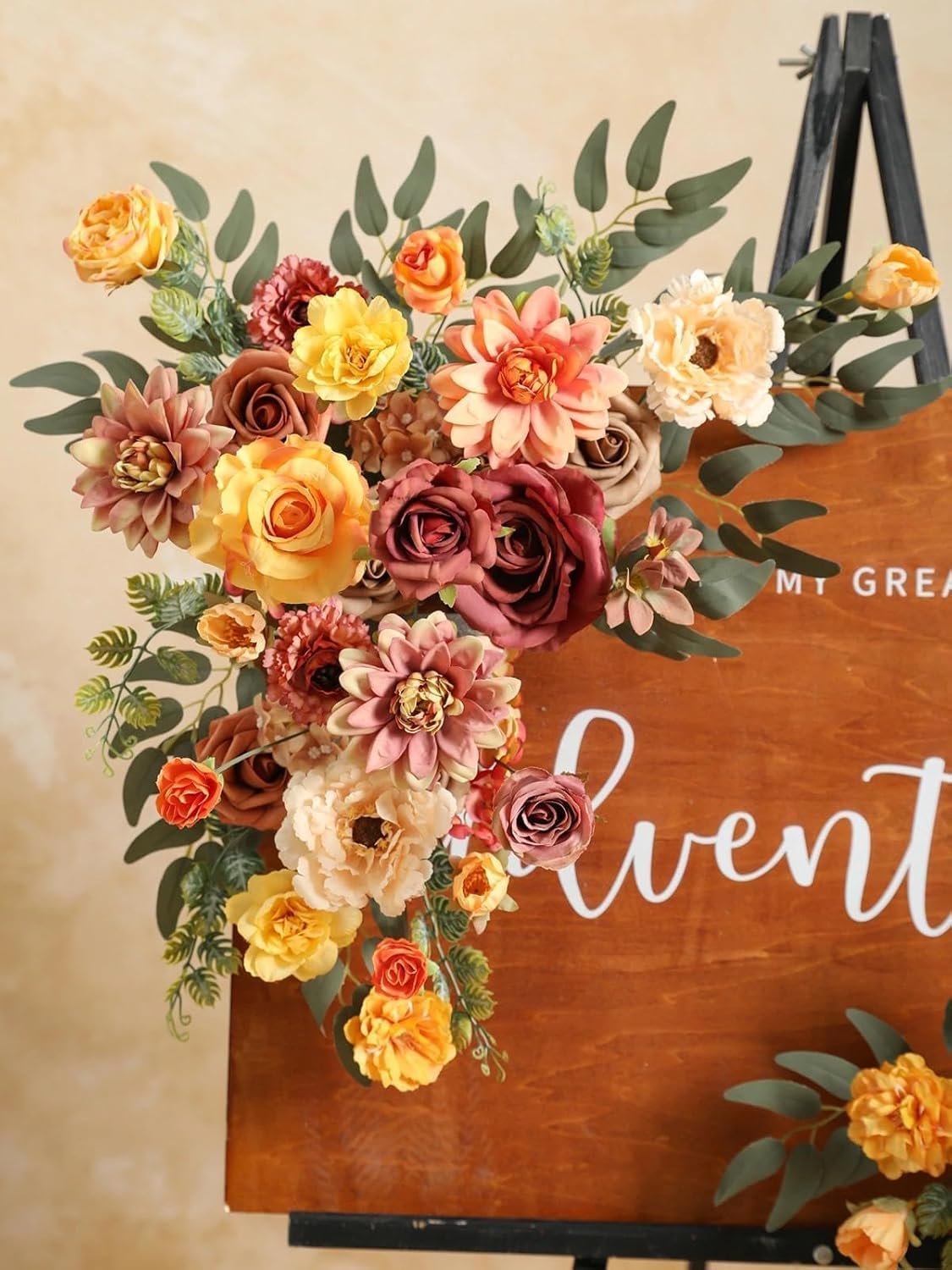 Fall Artificial Flowers, Orange Silk Fake Flowers for DIY Wedding Bridal Bouquets, Autumn Wedding Cake Flowers for Table Centerpieces Baby Shower Birthday Party Home Decorations - Image 9