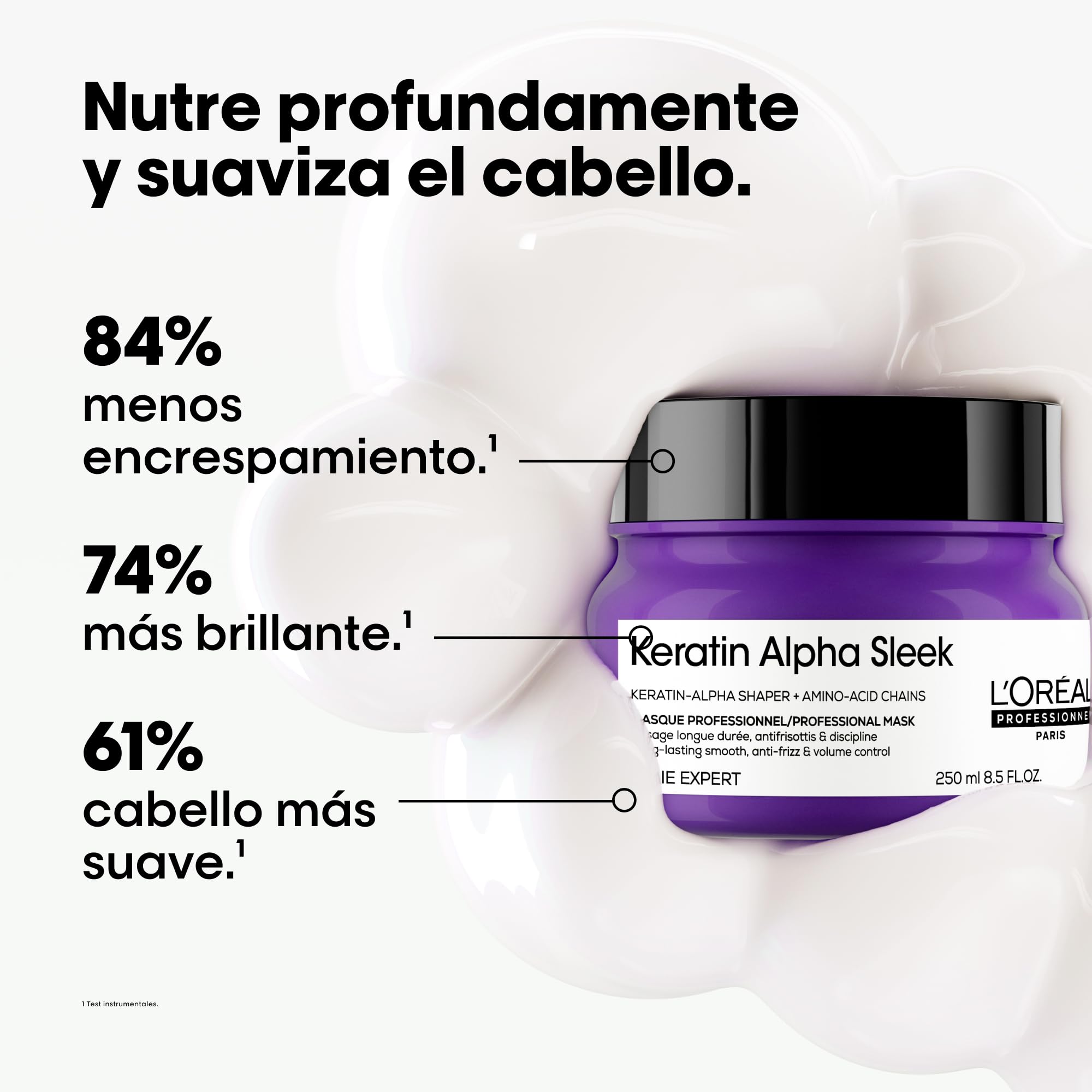 L’Oréal Professionnel, Mascarilla Keratin Alpha Sleek, Anti-Frizz, Control del Encresapamiento y Volumen. Hidrata y Nutre el Cabello, Apto para Todo Tipo de Cabello, 250 ml