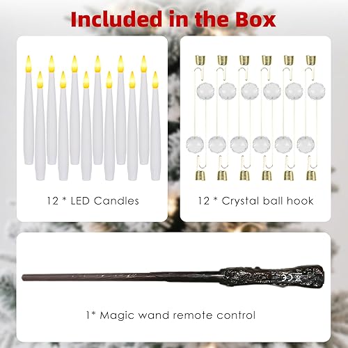 Miniatura 5 de Velas de árbol de Navidad Sunjas con varita mágica, paquete de 12 velas sin llama para árbol de Navidad, vela LED parpadeante operada por batería