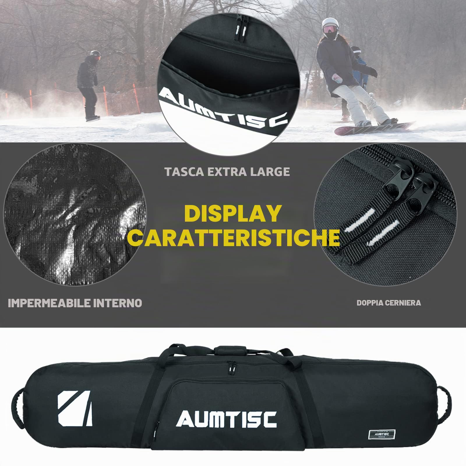 AUMTISC Borse da Snowboard Borse da tavola Borsa da sci Attrezzatura da sci Stoccaggio per snowboard Borsa da viaggio per snowboard Borsa da sci imbottita Attrezzatura da sci Borsa da viaggio per sci