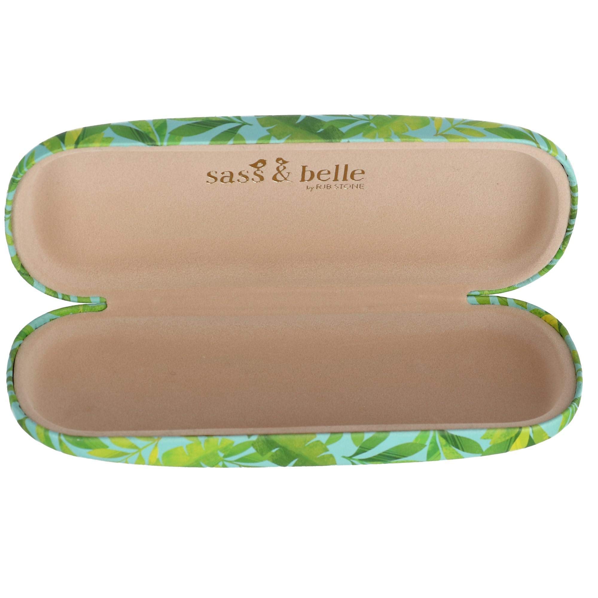 Sass & Belle - Custodia per occhiali in Plastica Rigida, Verde e Blu con Stampa Animal Print, Include Panno per la Pulizia