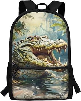 Crocodile Backpack for School Boys 6-7/10-12 Girls Bookbag 2nd Grad/3rd Grade Elementary School Bag Preschool Student Book Bag 17 inch Large