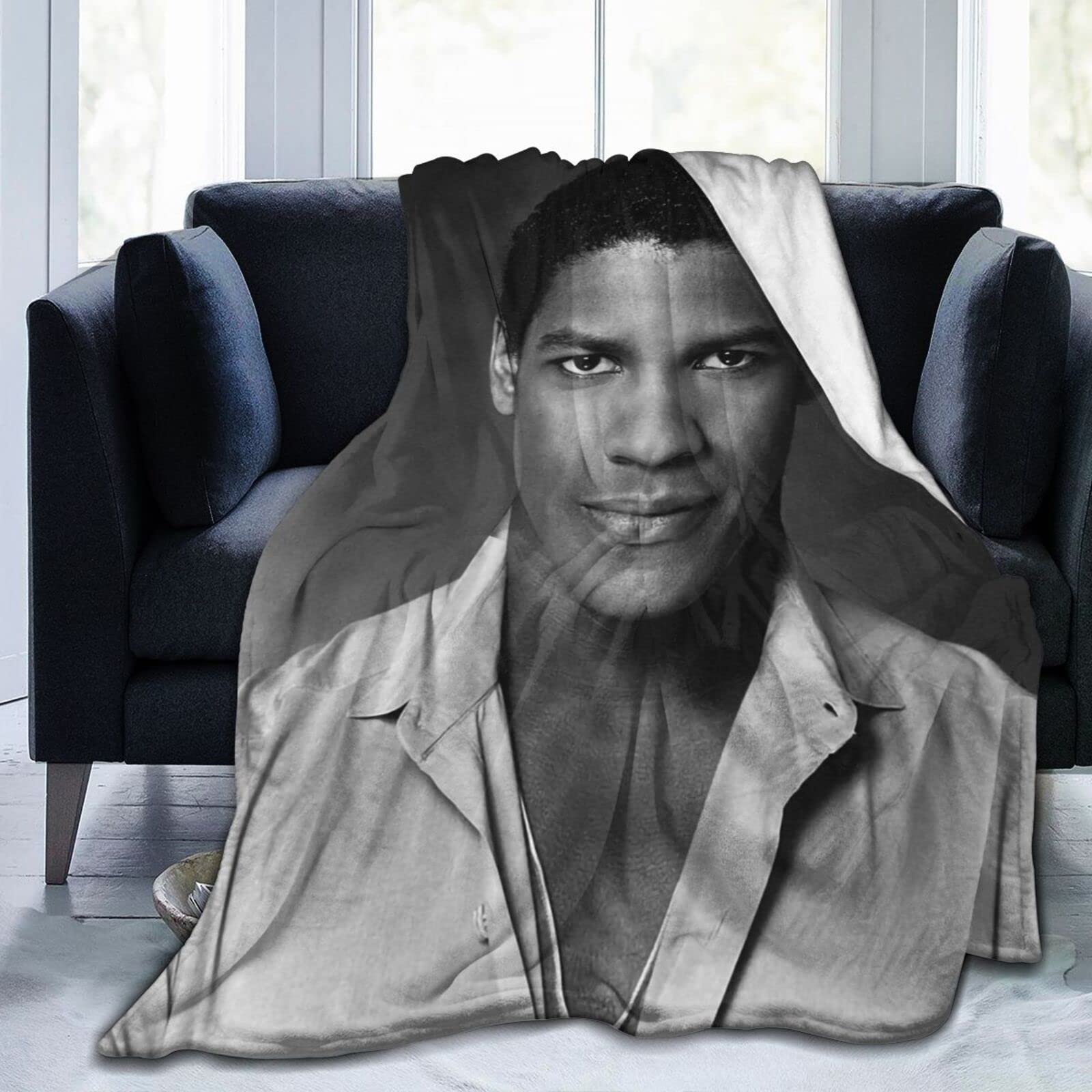 YINGD Blanket Denzel Actor Washington Super Soft Flannel Fleece Lightweight Throw Blankets Air Conditioning Blanket Couch Sofa Bedroom For Kids Adults