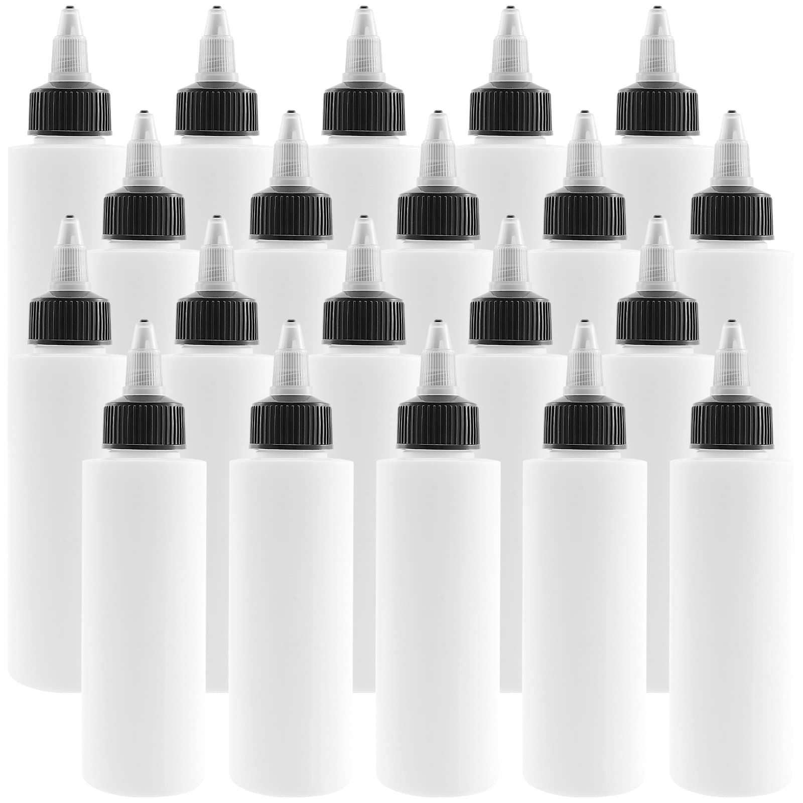 20 Pack 120ML/4OZ Plastic Squeeze Dispensing Bottles with Twist Cap, Empty Tip Nozzle Applicator