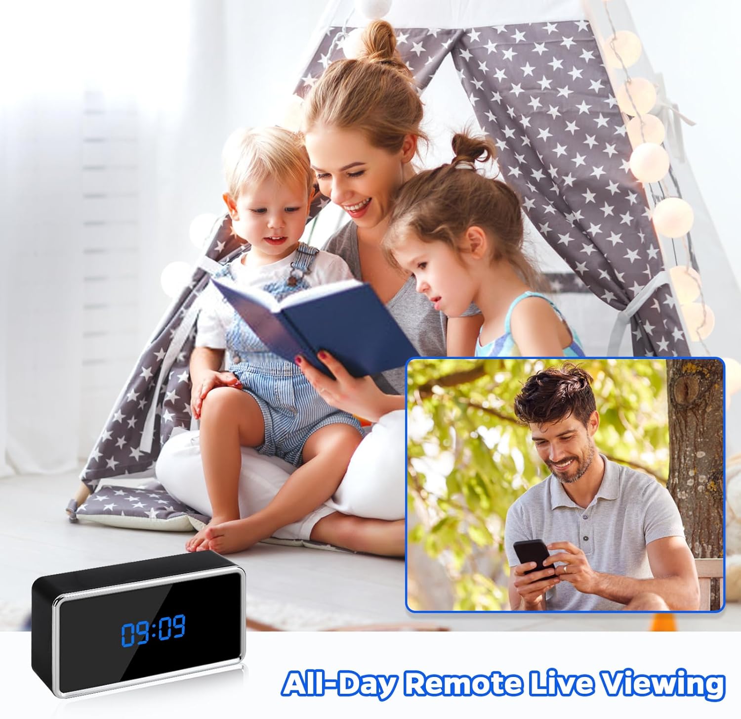 Hidden Video Cameras Clock, HD 4K Clock Camera with Clear Night Vision, Motion Detection, Live Video Viewing, Nanny Cam Hidden Video Camera for Home, Wifi Camera Clock for Home Security Indoor