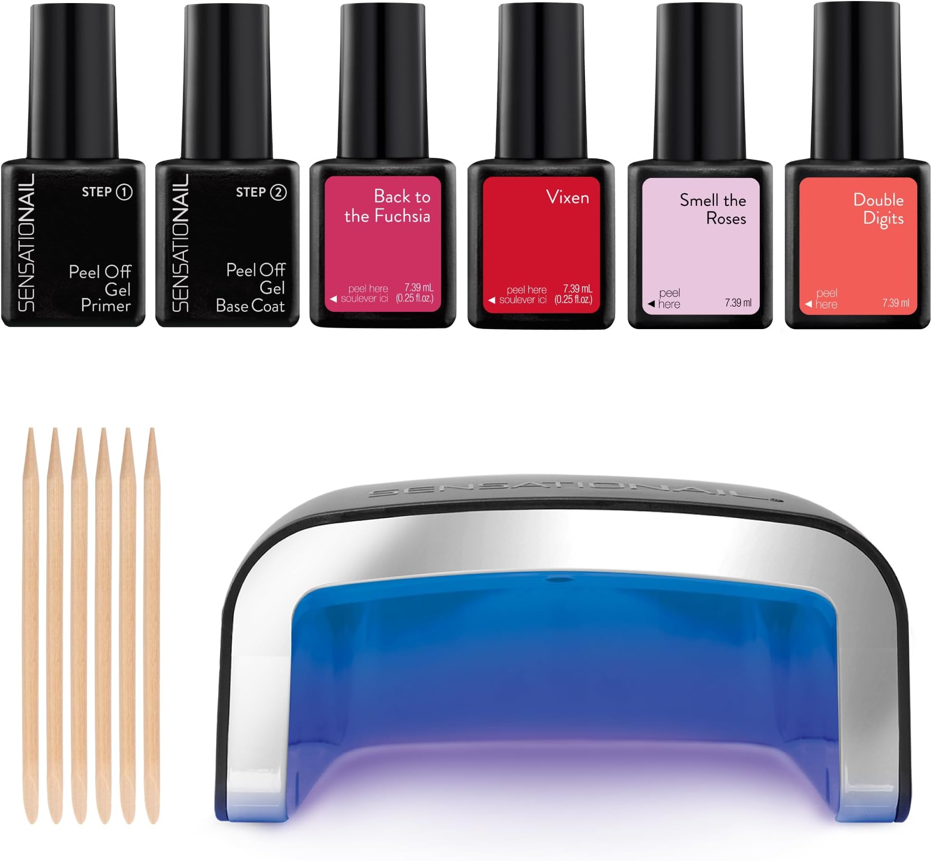 Gel Nail Polish Starter Kit - Includes UV Lamp, 4 Colors, Salon Grade Nail Kit and Peel Off Prime & Base Coat - High Shine, Durable & Fast-Curing - Lasts Up to 2 Weeks - 13 Piece Set