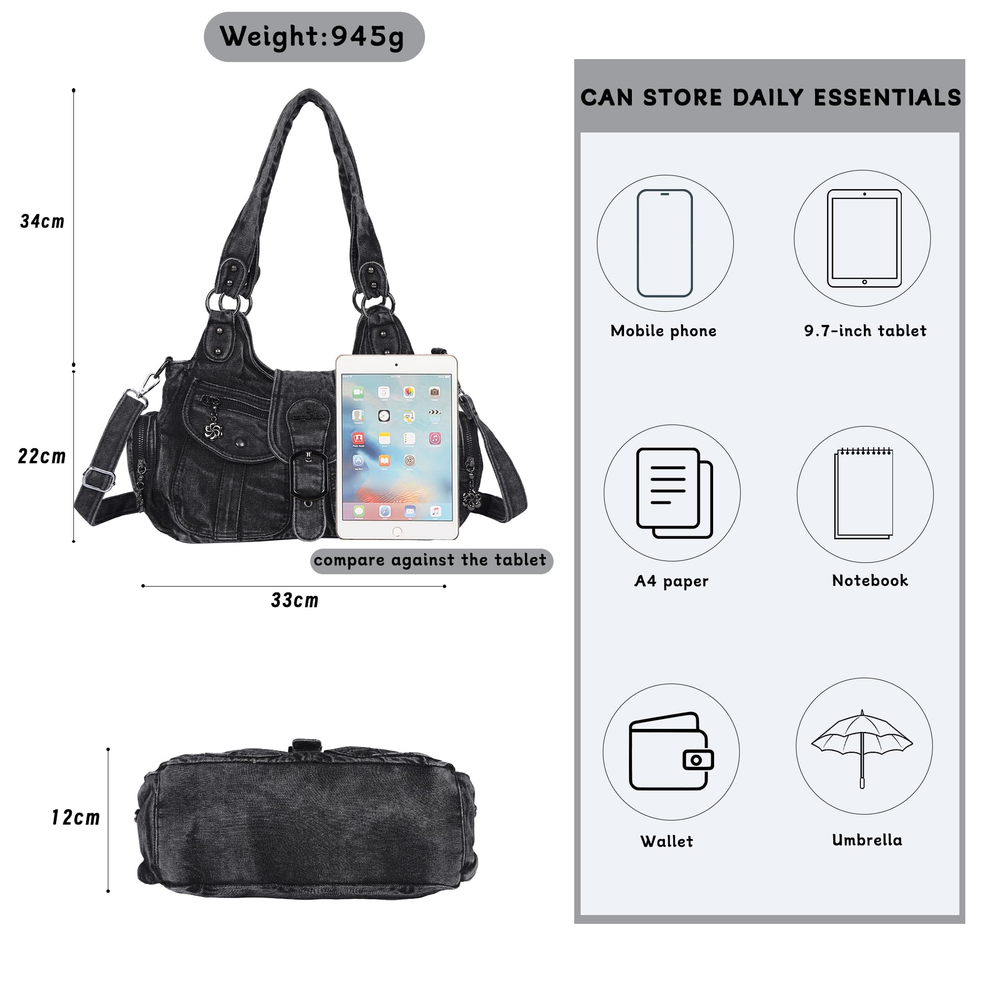 Angel Kiss Damen Handtasche Tote Bag Shopper Weiches PU Leder Schultertasche Umhängetasche Retro mit Abnehmbar Schulterriemen vielen Fächern für Frauen Arbeit Freizeit Schule Reise