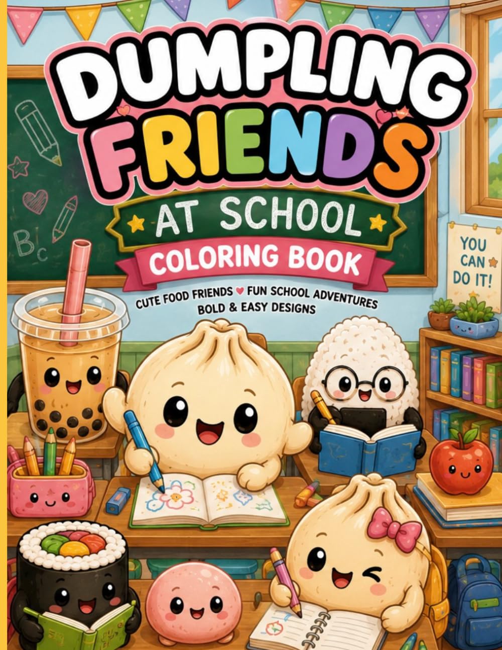 Dumpling Friends at School Coloring Book: Fun School Adventures, Bold and Easy Designs