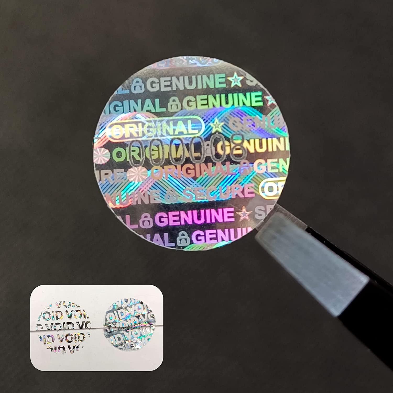 180pcs ologramma Adesivo rotondo a prova di manomissione Sigillo nullo di garanzia autentico(20mm,GQYHLABO)
