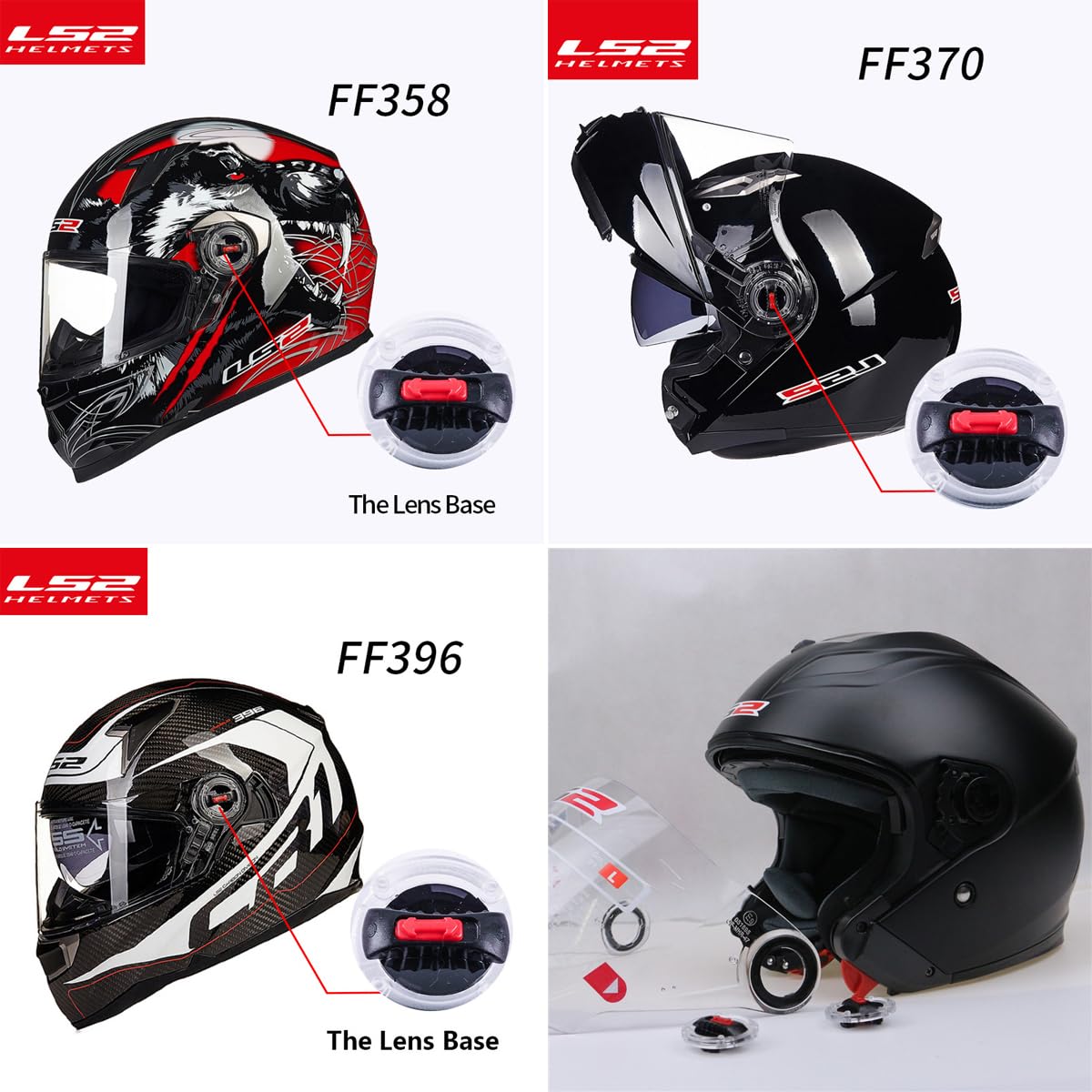 Kit Di Viti Di Blocco Per Visiera Casco LS2 - Compatibile Con Modelli FF370, FF396, FF394, FF358, FF386, FF387, FF310, OF569, OF578